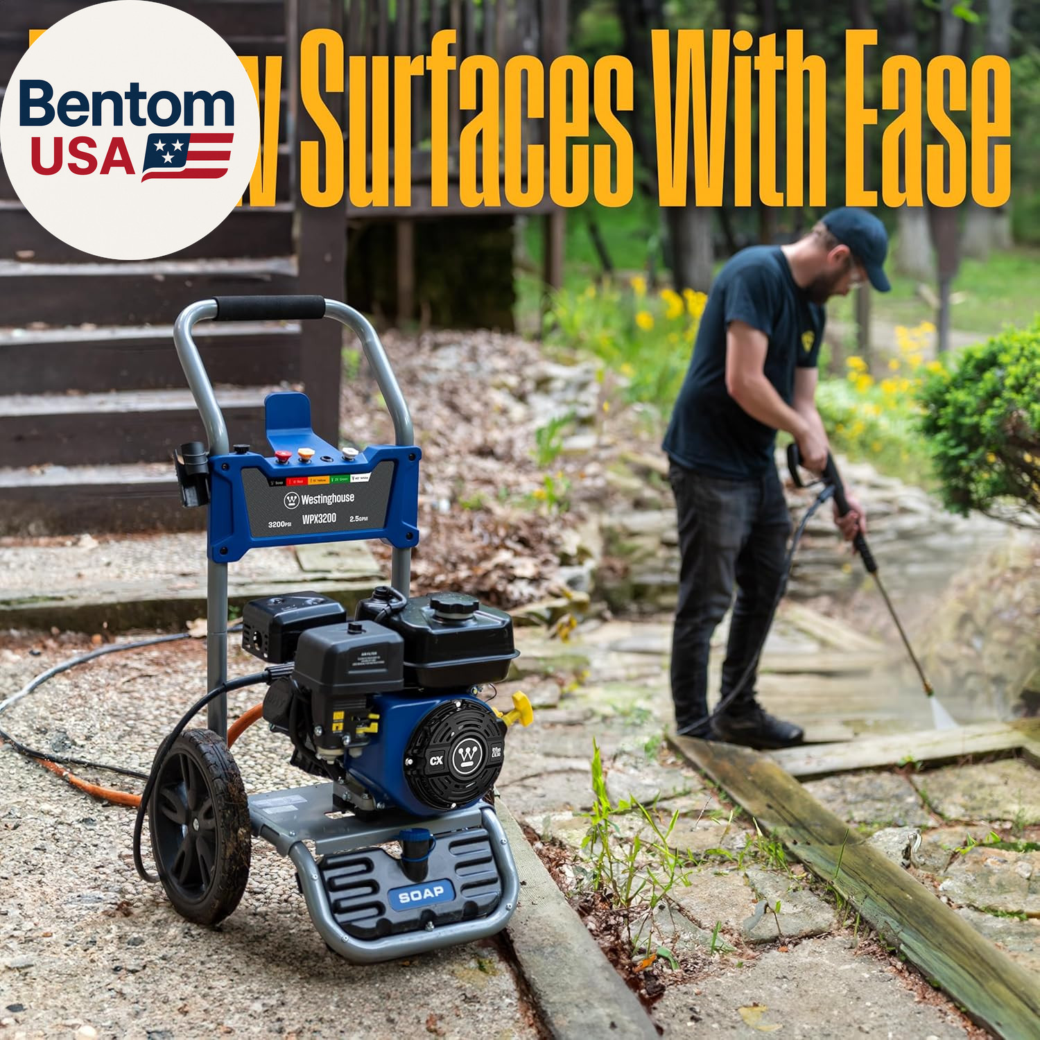 WPX3200 Gas Pressure Washer, 3200 PSI and 2.5 GPM, Onboard Soap Tank, Spray Gun