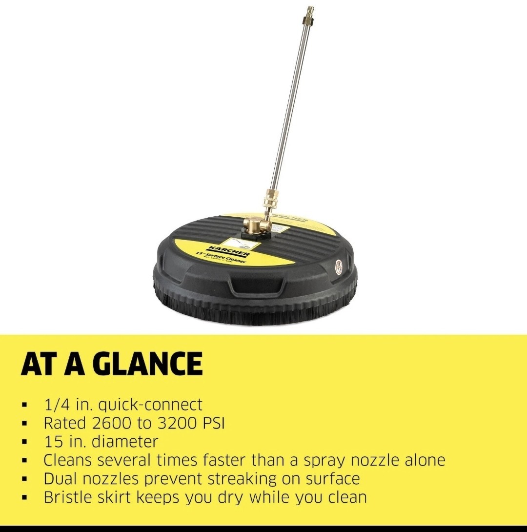 Karcher 15″ Surface Cleaner for Pressure Washer, 3200 PSI, Quick Connect – NEW