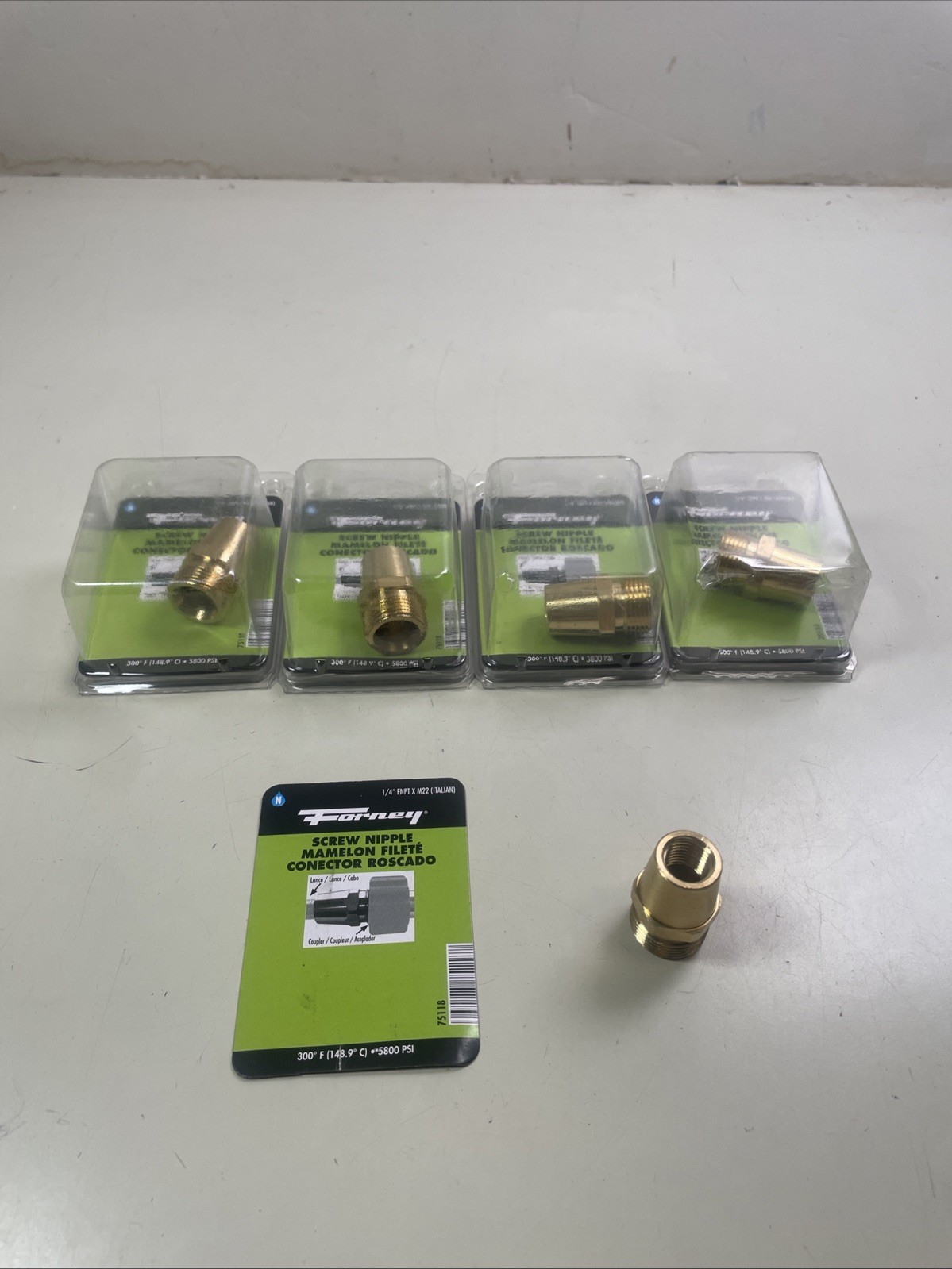 Forney 75118 Screw Nipple 1/4” FNPT x M22 Fitting (5 Pack)
