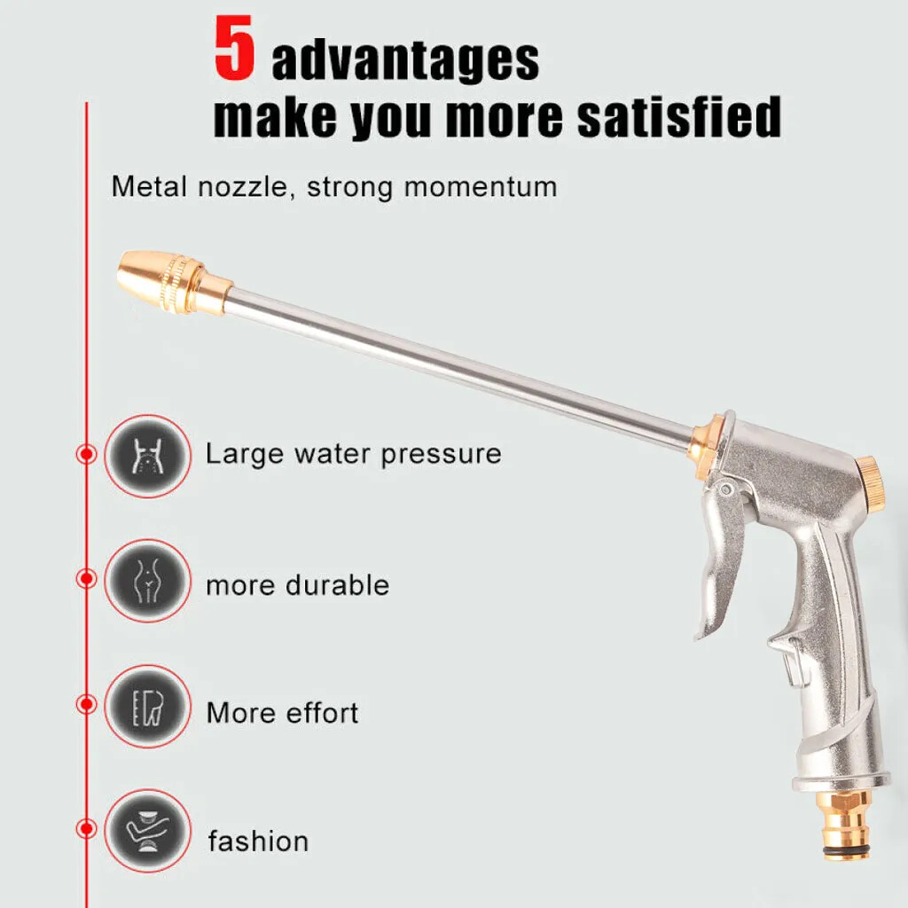 4 Type Spray High Pressure Power Washer Water Gun Nozzle Wand Attach Garden Hose