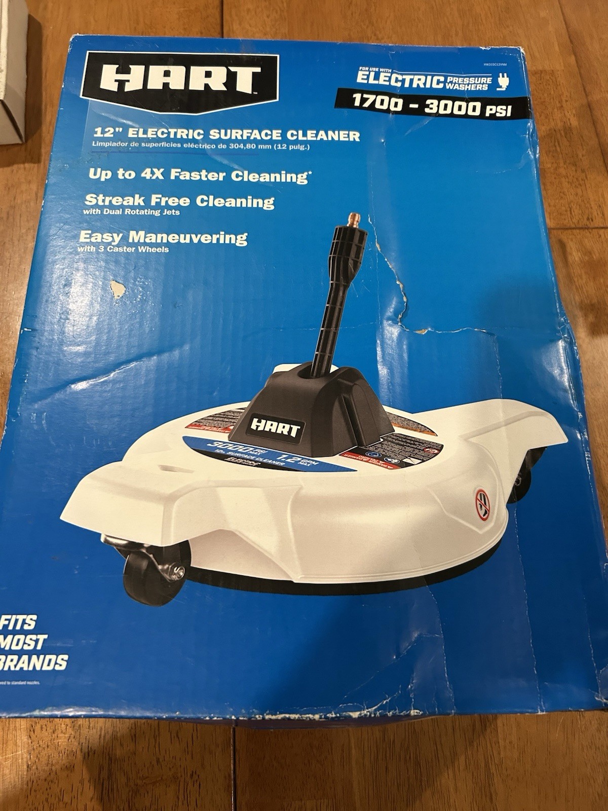 HART 12 in. 3000PSI Electric Pressure Washer Surface Cleaner with Casters