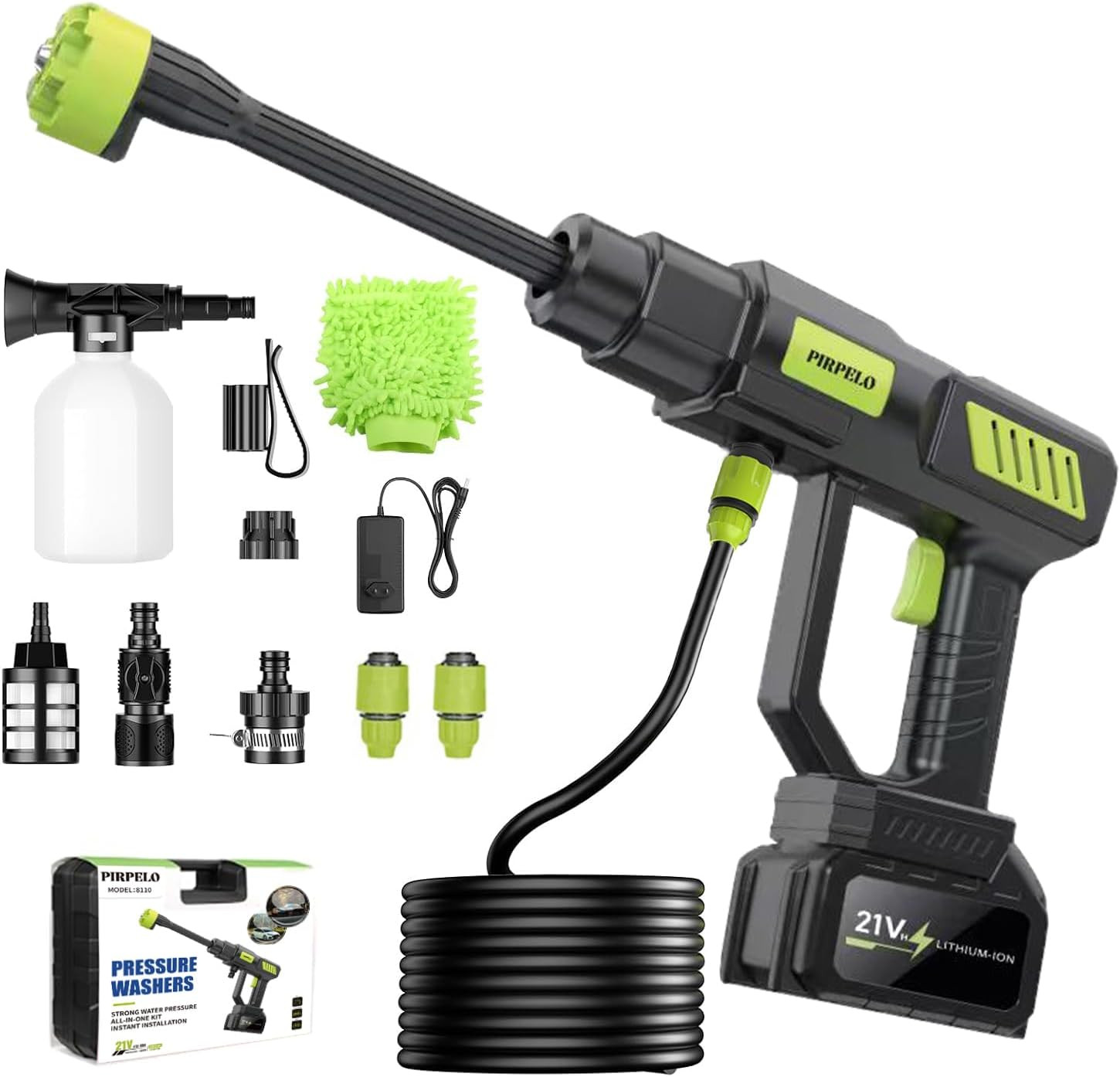 Cordless Car Washer,1000 PSI with Half-Hour Runtime & 6-In-1 Swivel Nozzle, 16.4