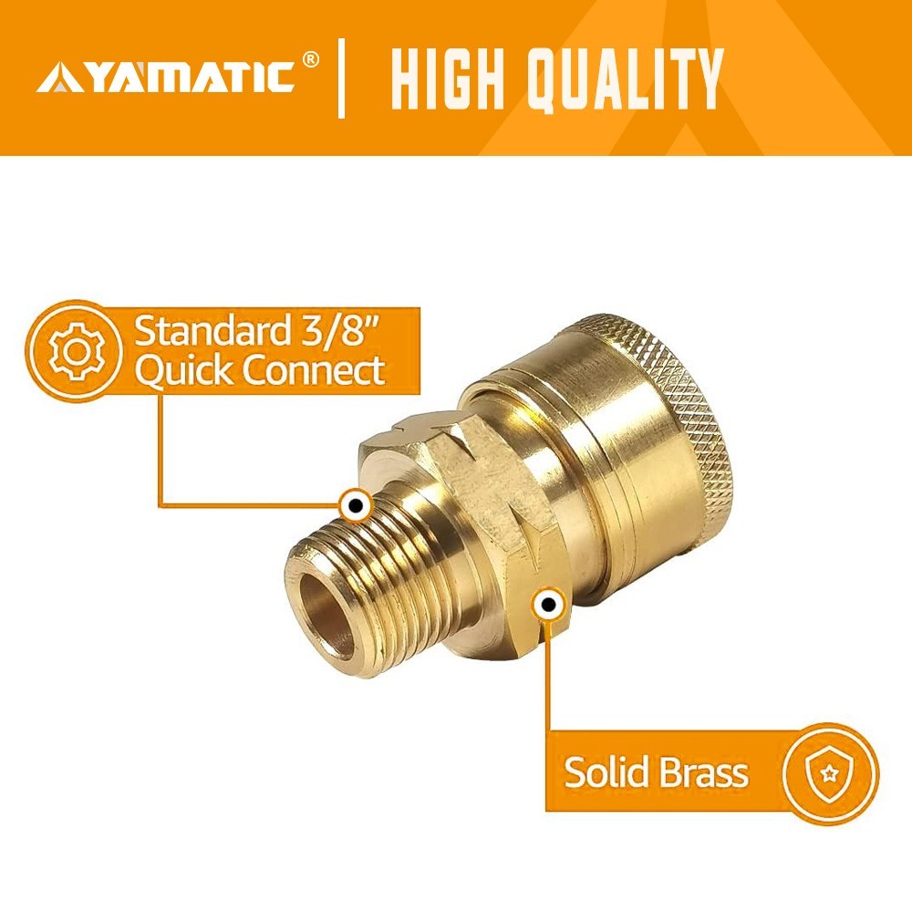 YAMATIC 5000 psi Pressure Washer Adapter Couplers 3/8” Quick Connect Socket