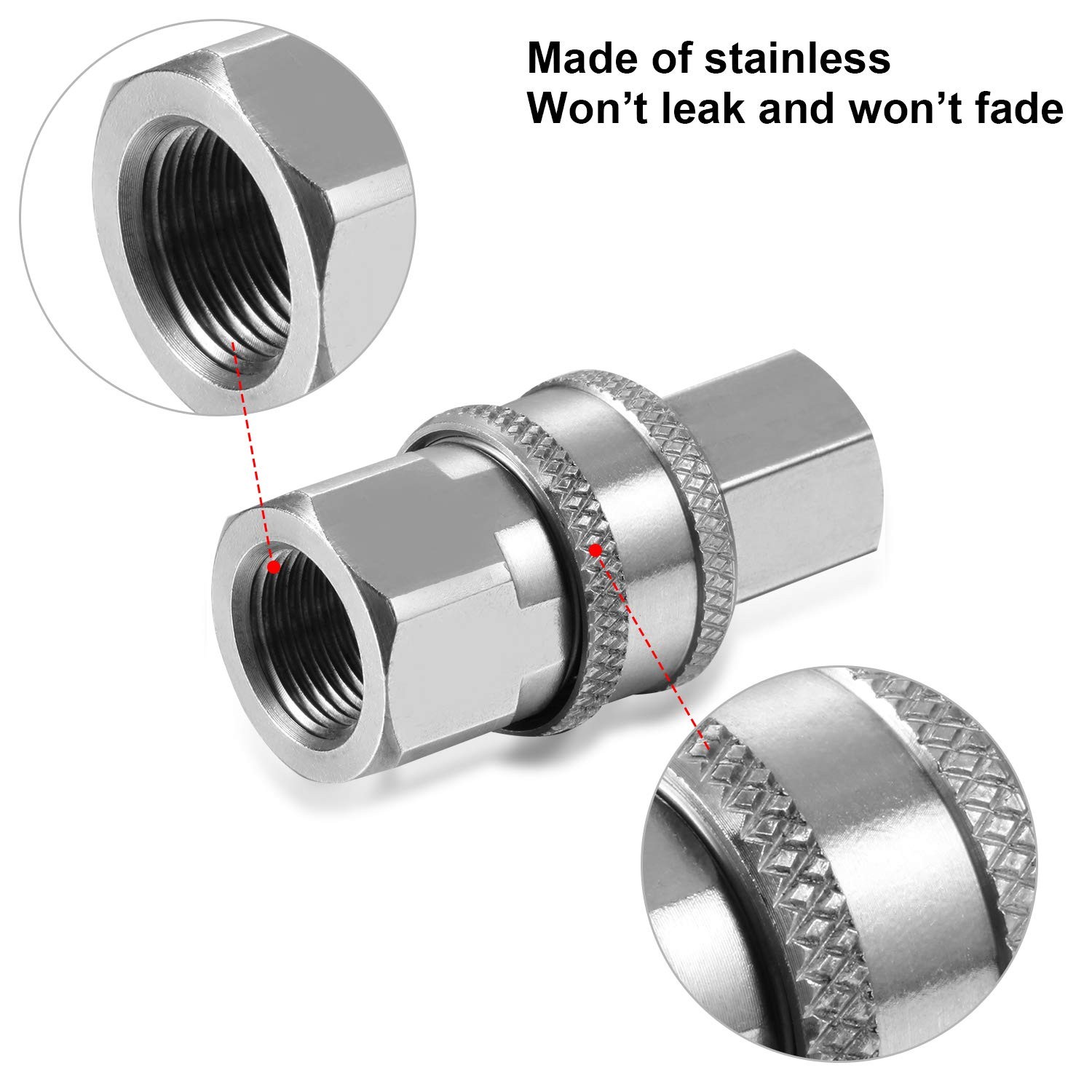 2 Sets NPT 3/8 Inch Pressure Washer Quick Connector Kit Stainless Steel Pressure