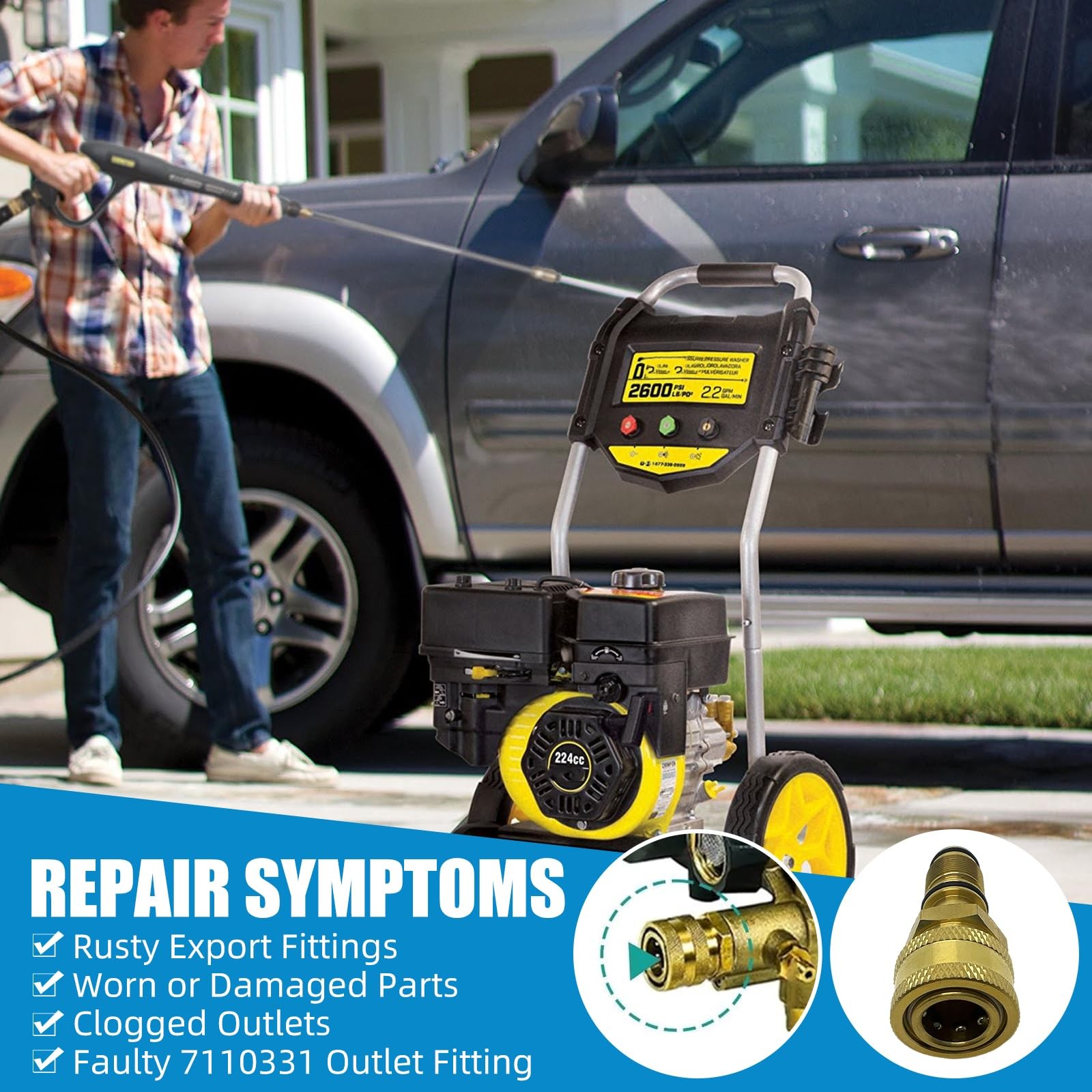 High Pressure Washer Pumps Water Outlet Kit Fitting with Pre-Installed O-Ring…