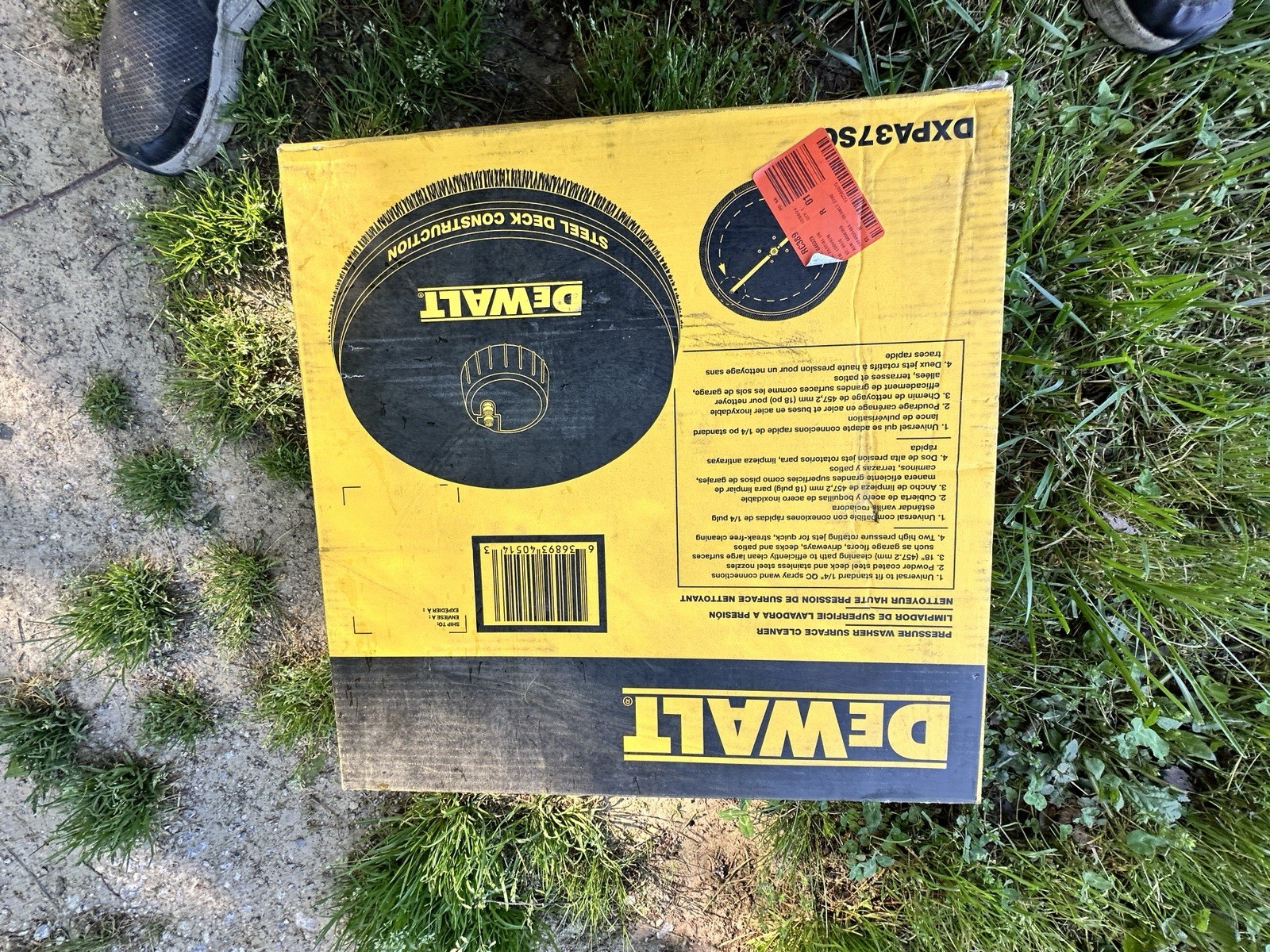 DEWALT 18″ PRESSURE WASHER SURFACE CLEANER – STEEL DECK # DXPA37SC