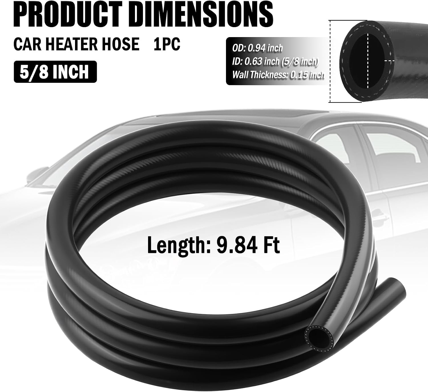 9.84Ft Heater Hose for Cars,Silicone Flexible Radiator Hose as Air/Water