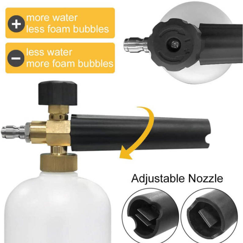 1/4″ Snow Foam Pressure Washer Gun Car Wash Soap Lance Cannon Spray Jet Bottle