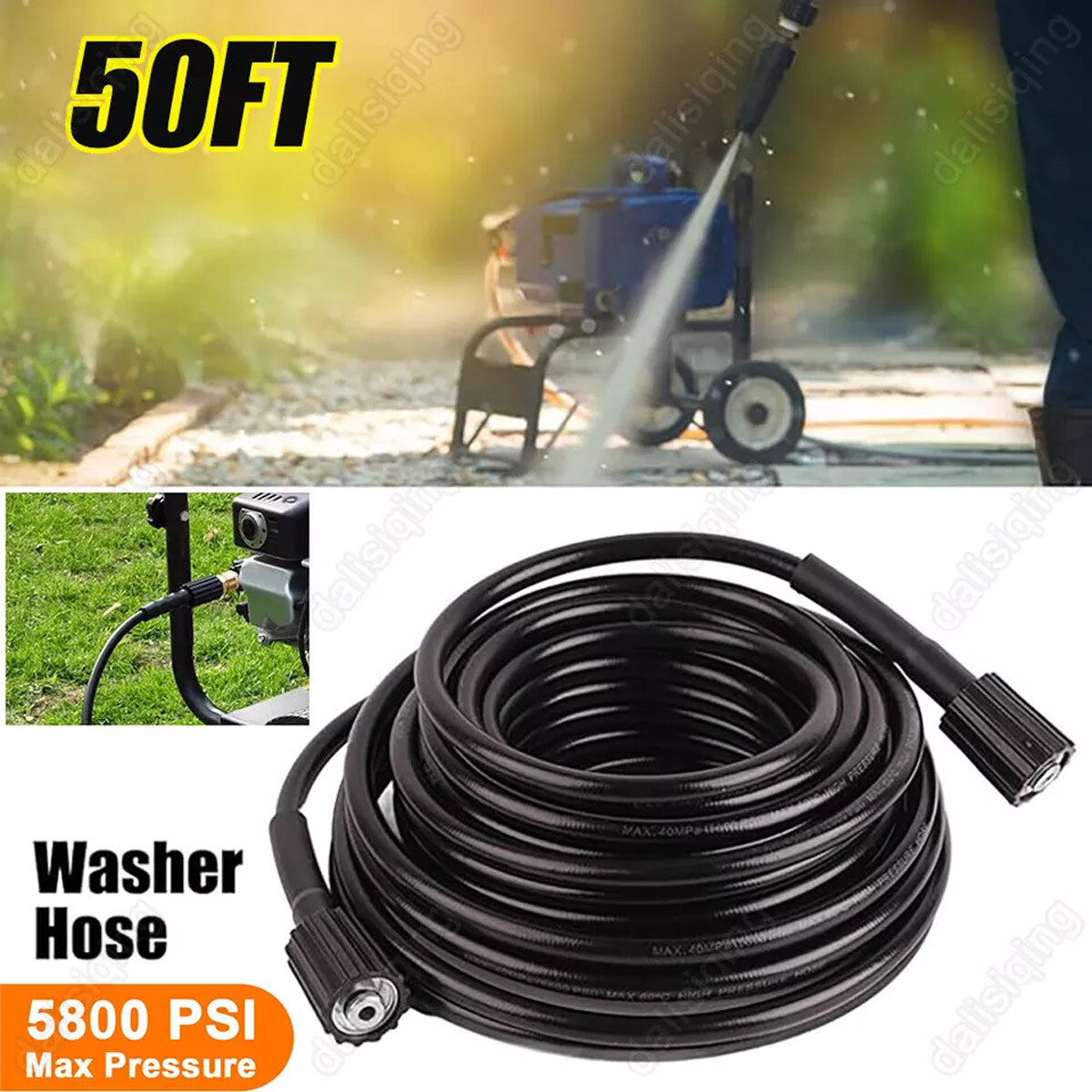 2024 High Pressure Washer Hose 50 FT Super Flexible Hose M22-14mm