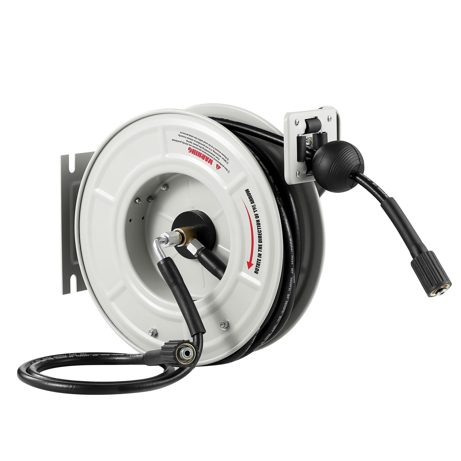 Retractable Pressure Washer Hose Reel 60 FT x 1/4”, Heavy Duty Power Washer H…