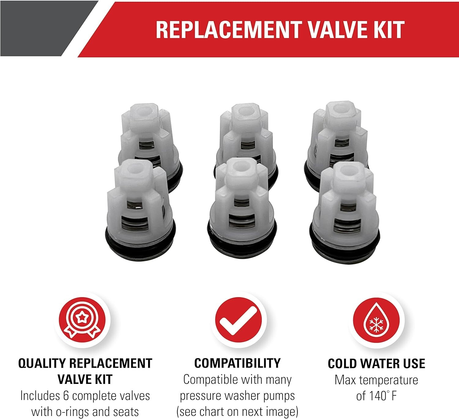 Cleaning 7104223 Replacement Valve Kit for Pressure Washer Pumps White Tools New