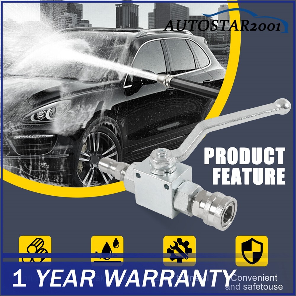 High Pressure Washer Ball Valve Steel Kit 4500 PSI 3/8 Inch Quick Connect NEW