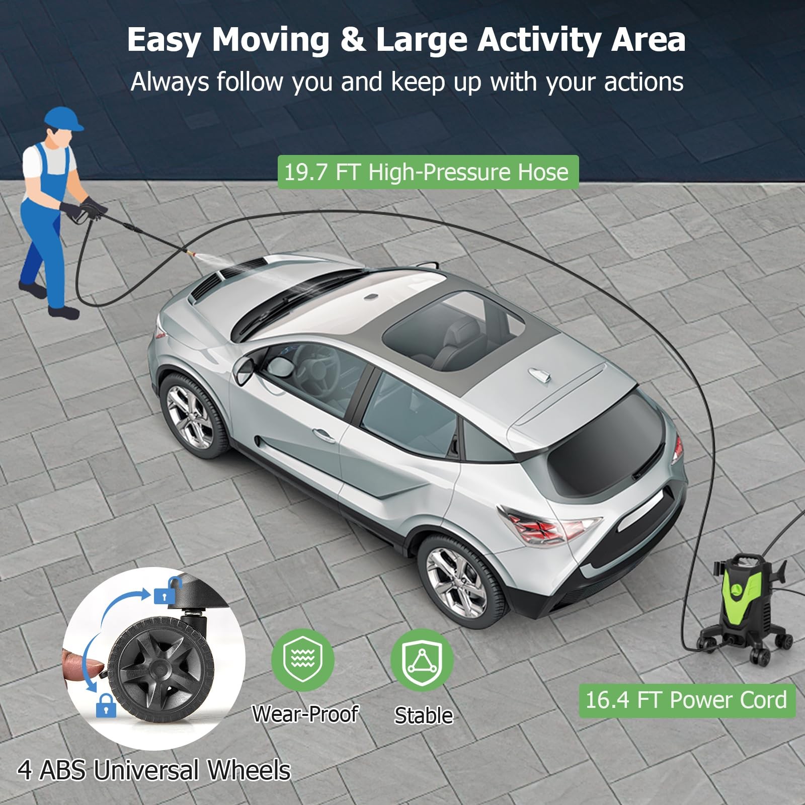 Costway Electric Pressure Washer 4 Universal Wheels 2400 Psi High Pressure