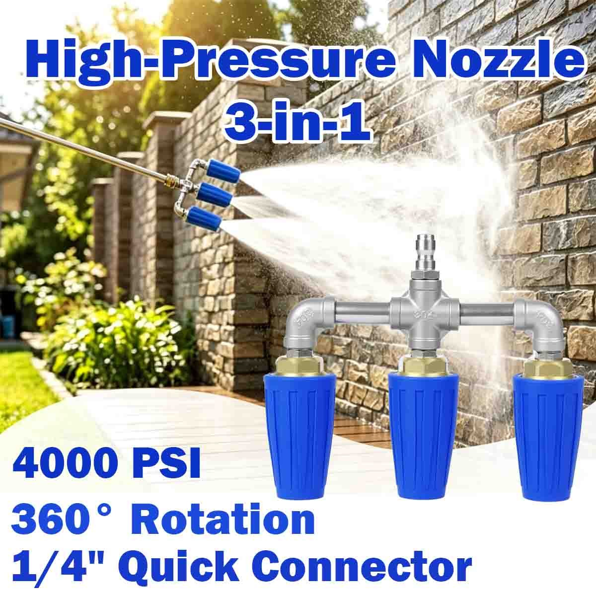 2026 Upgrade 3 in 1 360° Rotating High Pressure Turbo Pressure Washer Nozzle