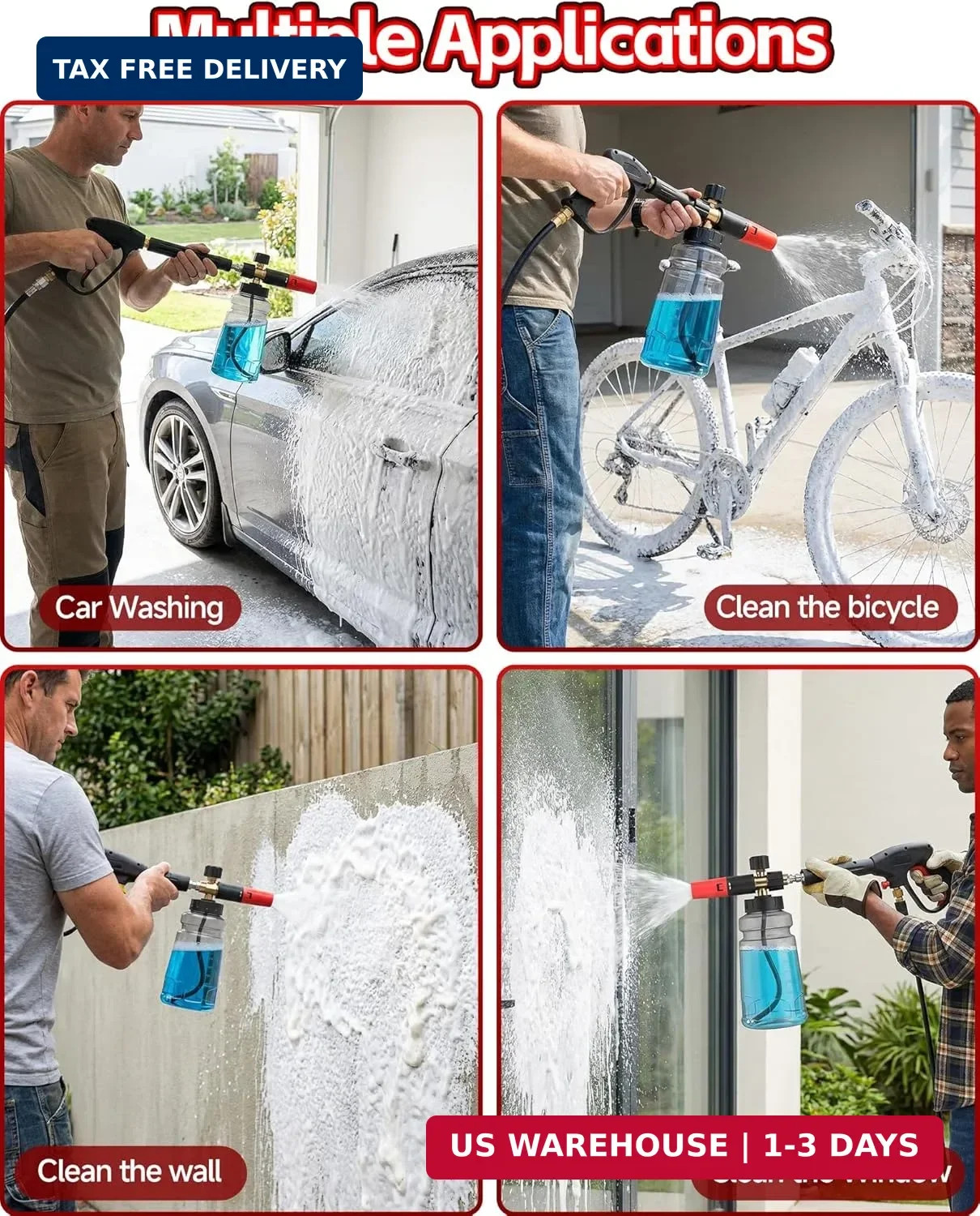 Foam Cannon for Pressure Washer with 1/4″ Quick Connector, Wide Mouth Foam Canno