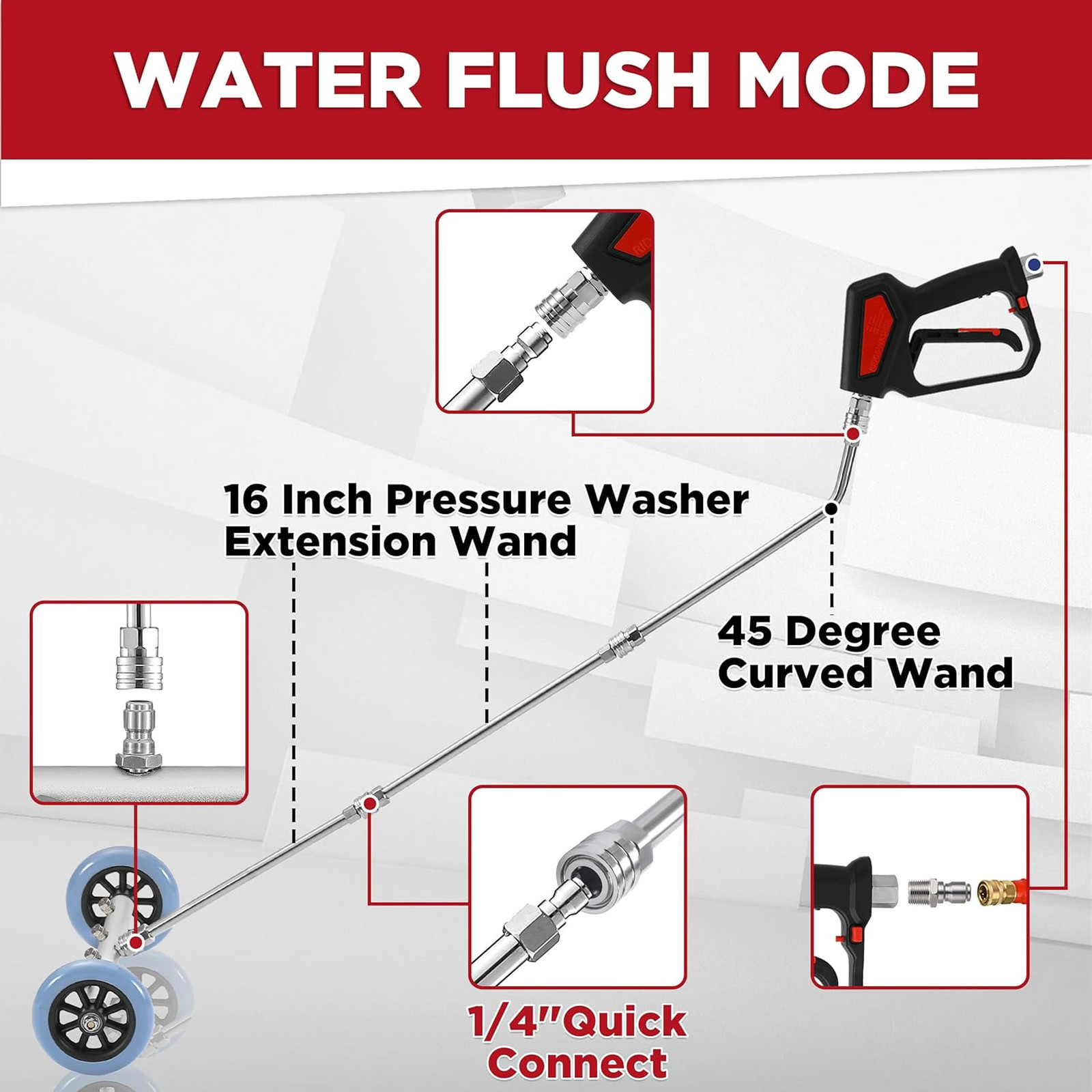 Pressure Washer Undercarriage Cleaner, 16 Inch Car Wash Tool with Chemical