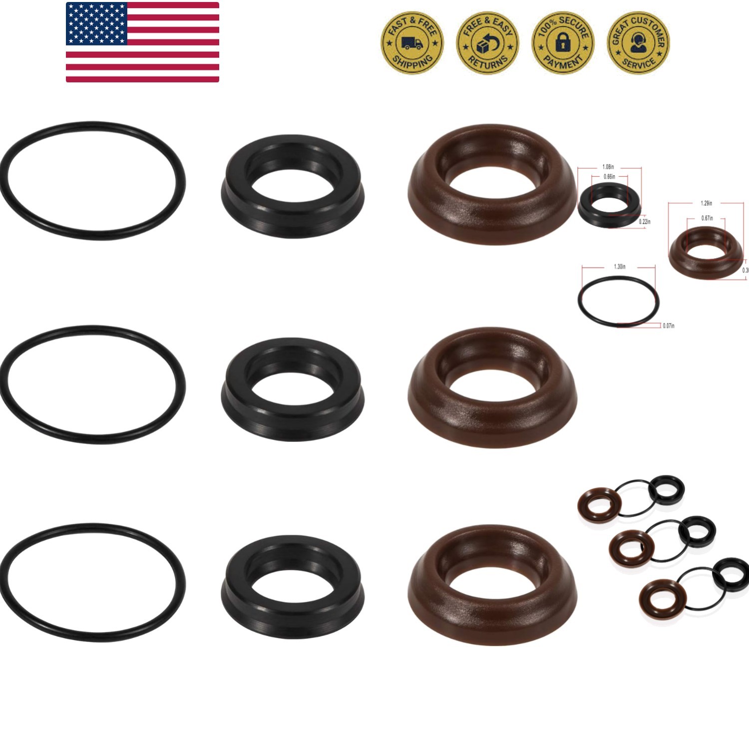 AR1857 Packing Kit 18mm XR Seal Repair Kit for Annovi Reverberi Pressure Wash…