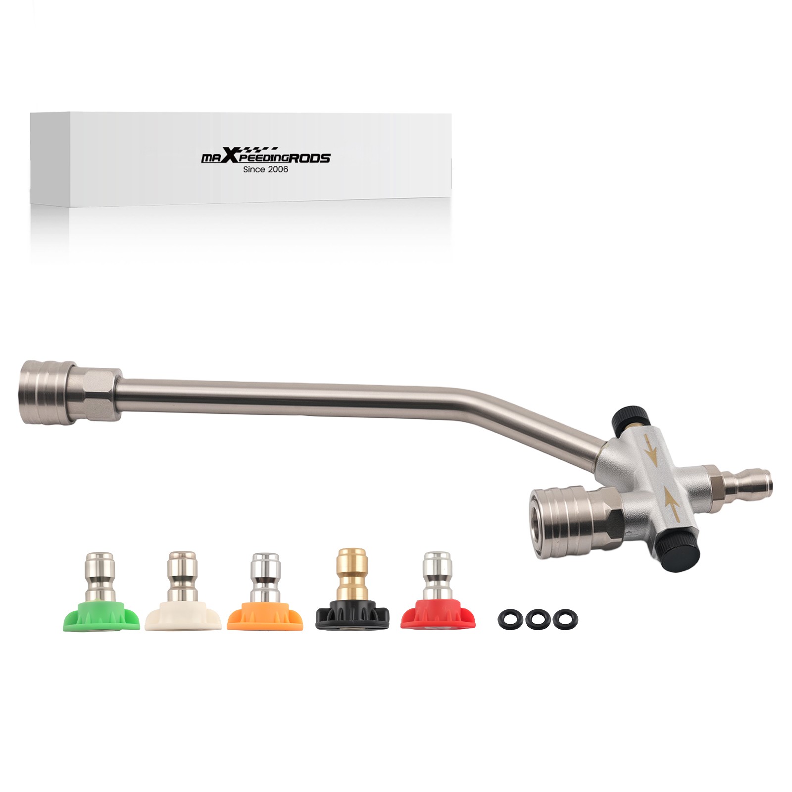 Pressure Washer Foam Lance Dual Use & 5 Spray Nozzles 4000 PSI 1/4″ Stainless