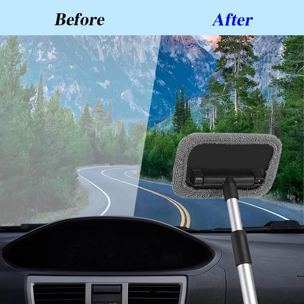 CHRYMUM Car Windshield Cleaning Tool, Microfiber Window Cleaner with…