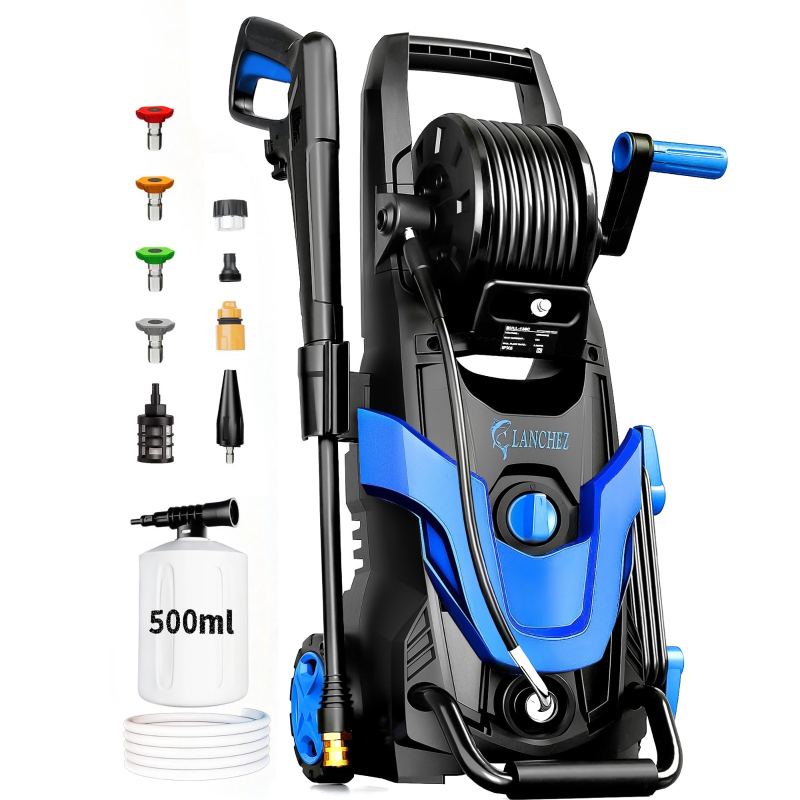 5000PSI High Pressure Washer, IPX5 Electric Power Washer W/ 500ml Foam Cannon,