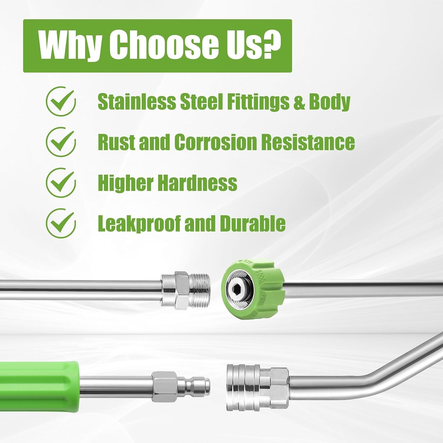 Pressure Washer Extension Wand, 120” Power Washer Wand Extension with Molded Gri