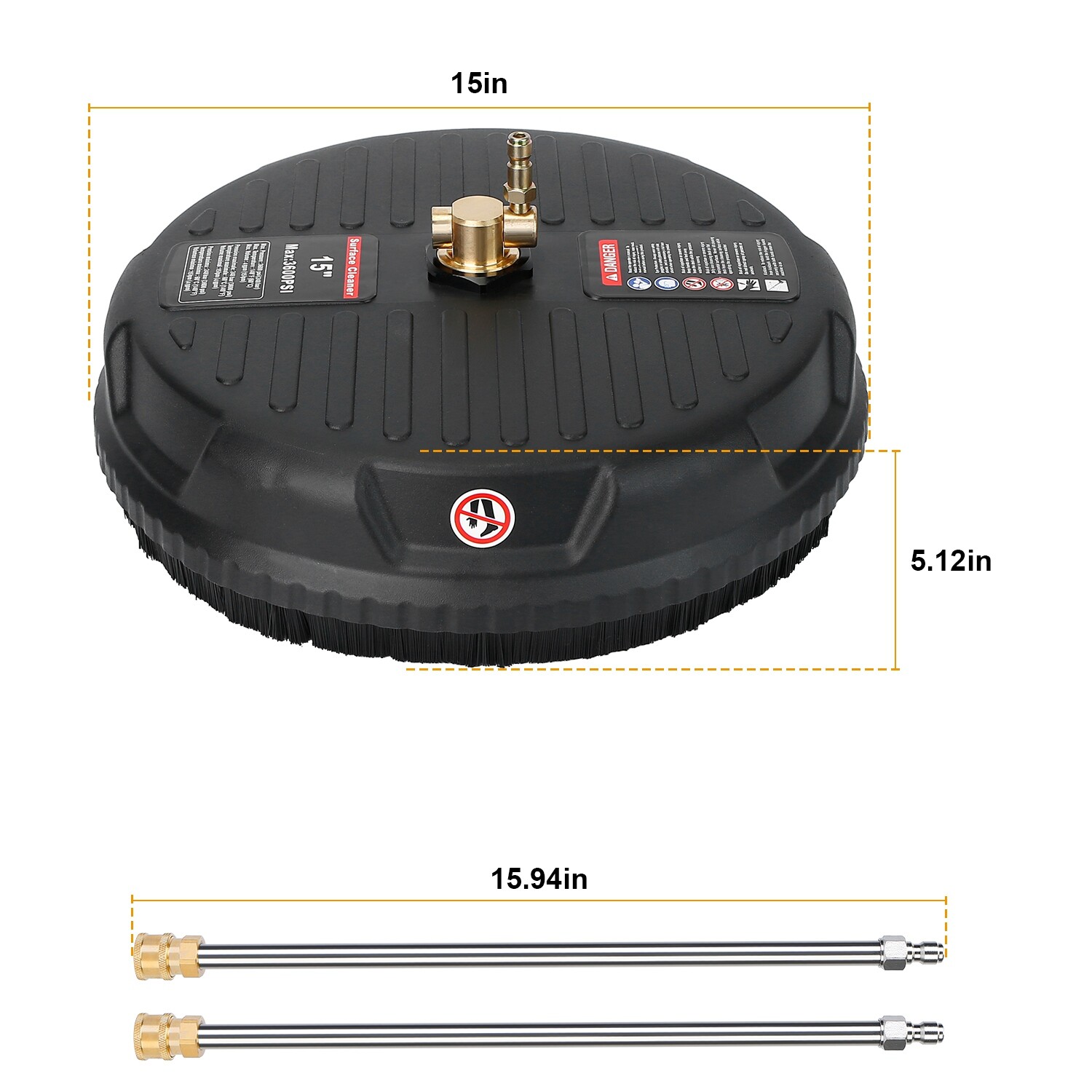 3600PSI High Pressure Flat Surface Cleaner Surface Washer with Extendable Handle