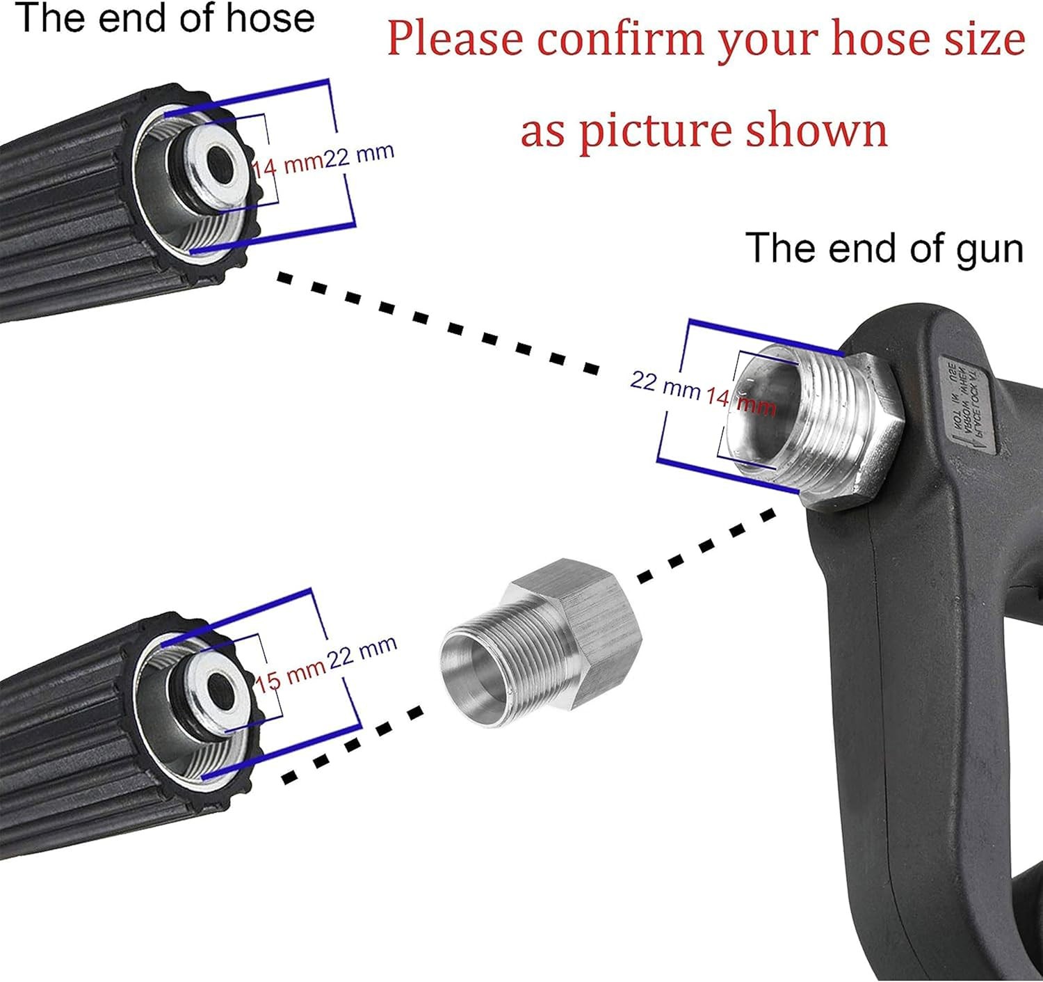 M MINGLE Replacement Pressure Washer Gun with Extension Wand, M22 15mm or M22 14