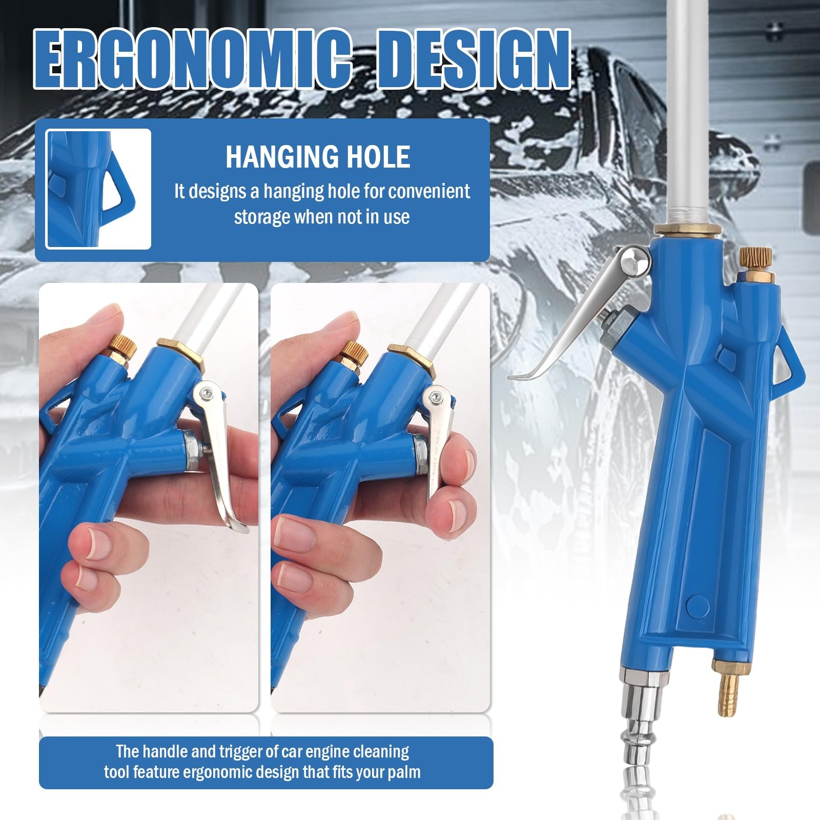 YGDMD Air Engine Cleaning Gun with 3.93Ft Hose,Elbow Pneumatic Siphon Spray G…