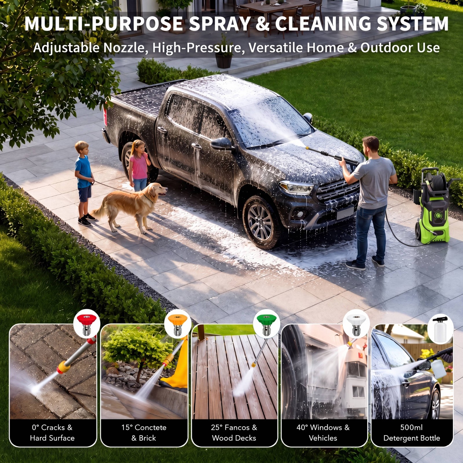 Electric Pressure Washer 5000PSI 3.0GPM, 15 Level Adjustable Touch Screen
