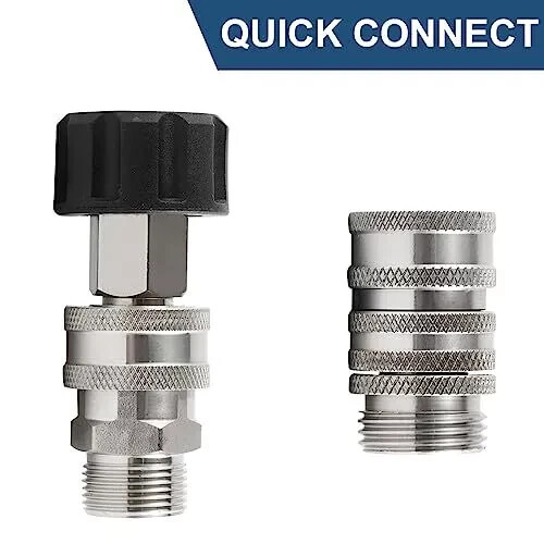 Pressure Washer Quick Connect Kit Stainless Steel M22 14mm To 3/8 Inch Quick Con