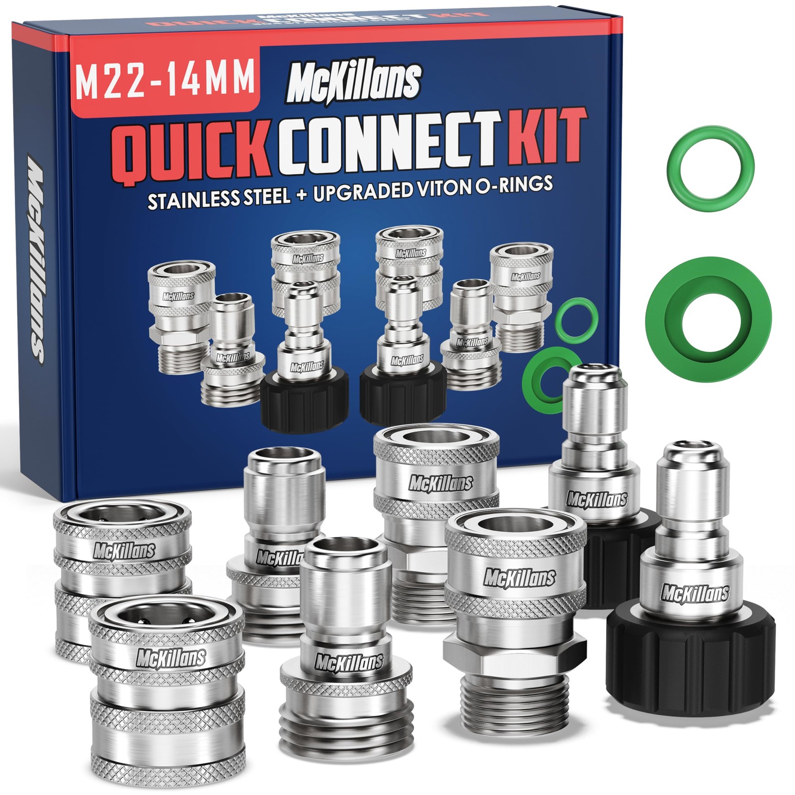McKillans® M22-14mm Pressure Washer Quick Connect Kit, M22-14mm to 3/8″ Male …