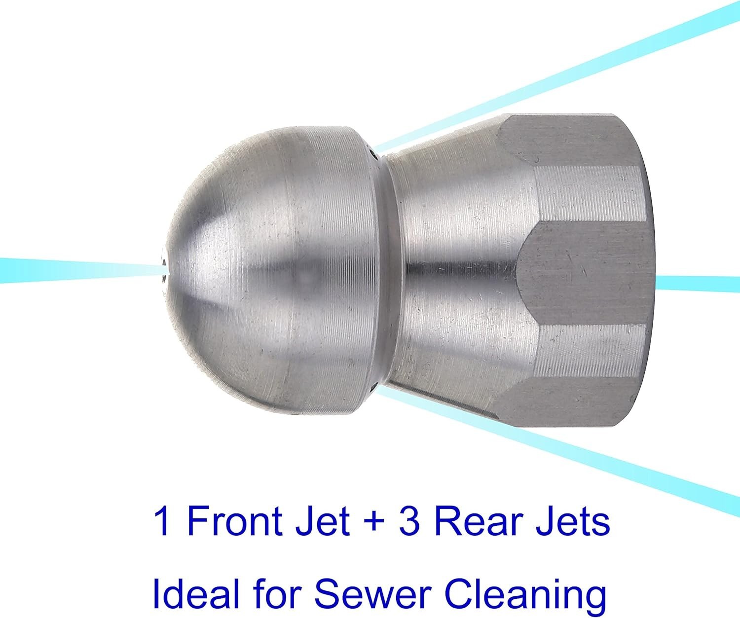 3/8” Button Nose Jet Nozzle – Efficient Stainless Steel Design for 4000 PSI