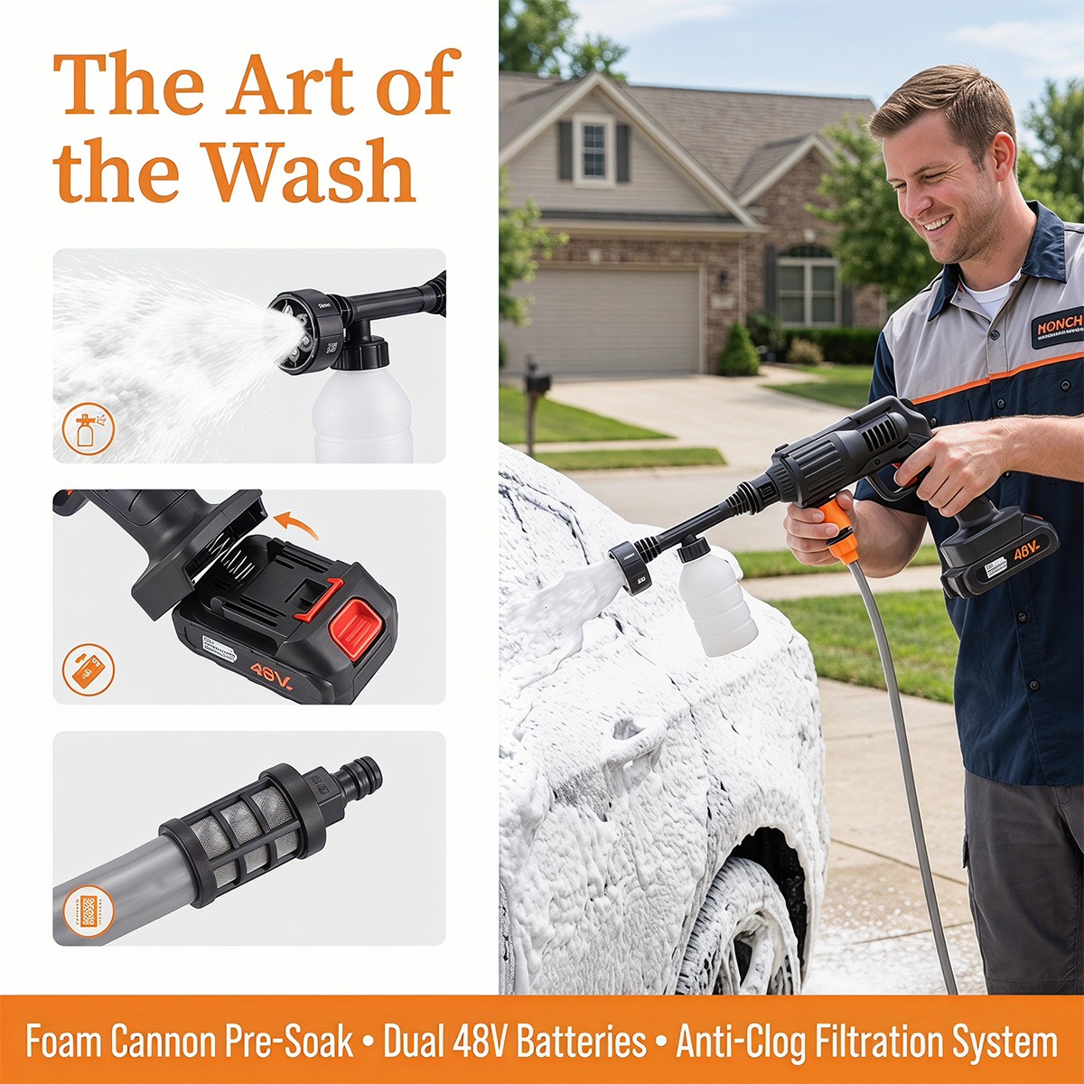 6-in-1 Cordless Electric High Pressure Washer Spray Gun Car Wash Patio Cleaning