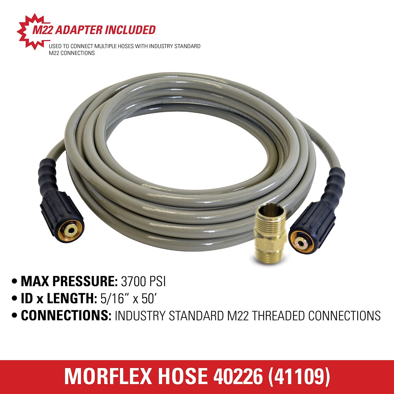 Simpson Cleaning 40226 Morflex Series 3700 PSI Pressure Washer Hose, Cold Wat…