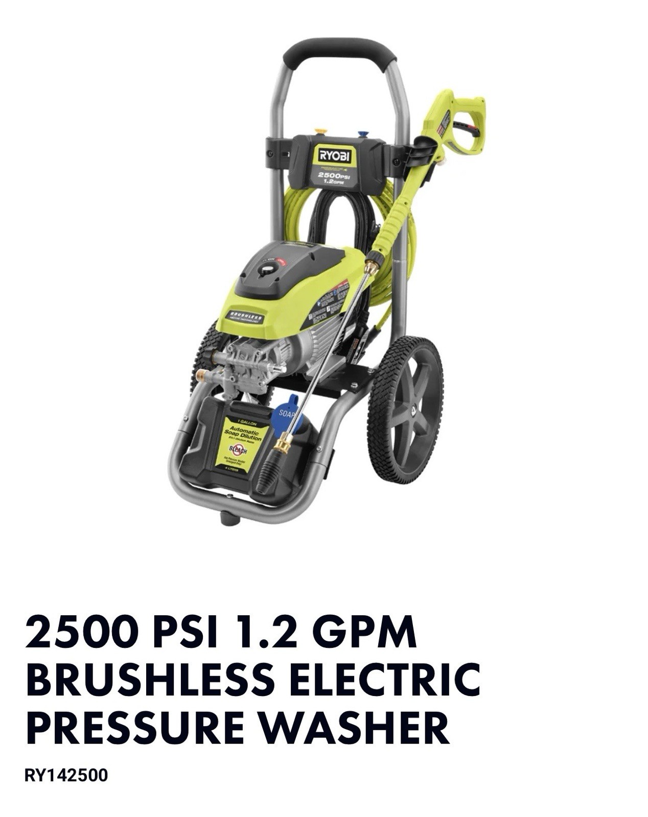 💥NEW SEALED BOX💥RYOBI RY142500 2500PSI 1.2GPM BRUSHLESS PRESSURE POWER WASHER!