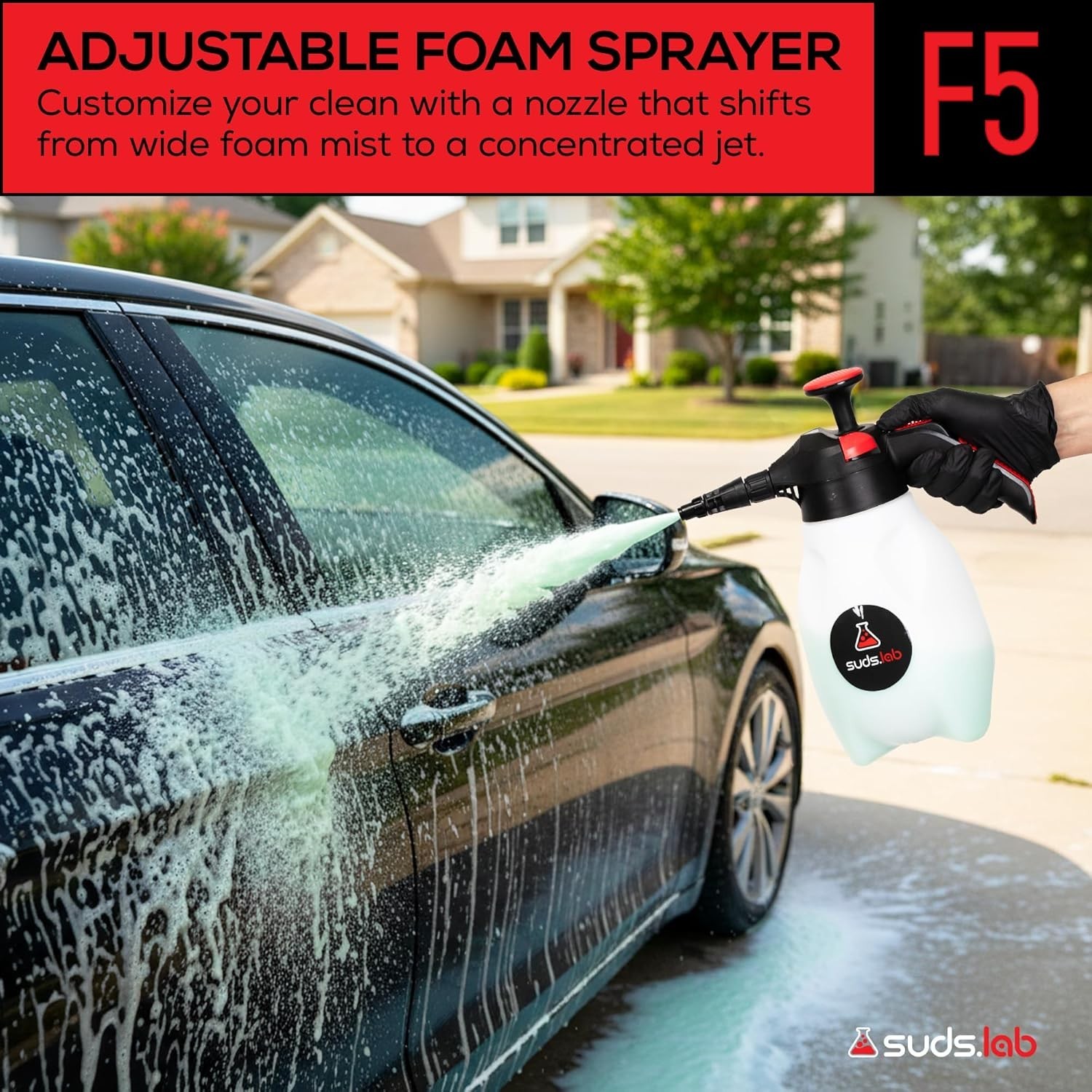 Suds Lab F5 Foam Master – Triple-Action Pump Foam Sprayer with 3 Nozzles, Cor…