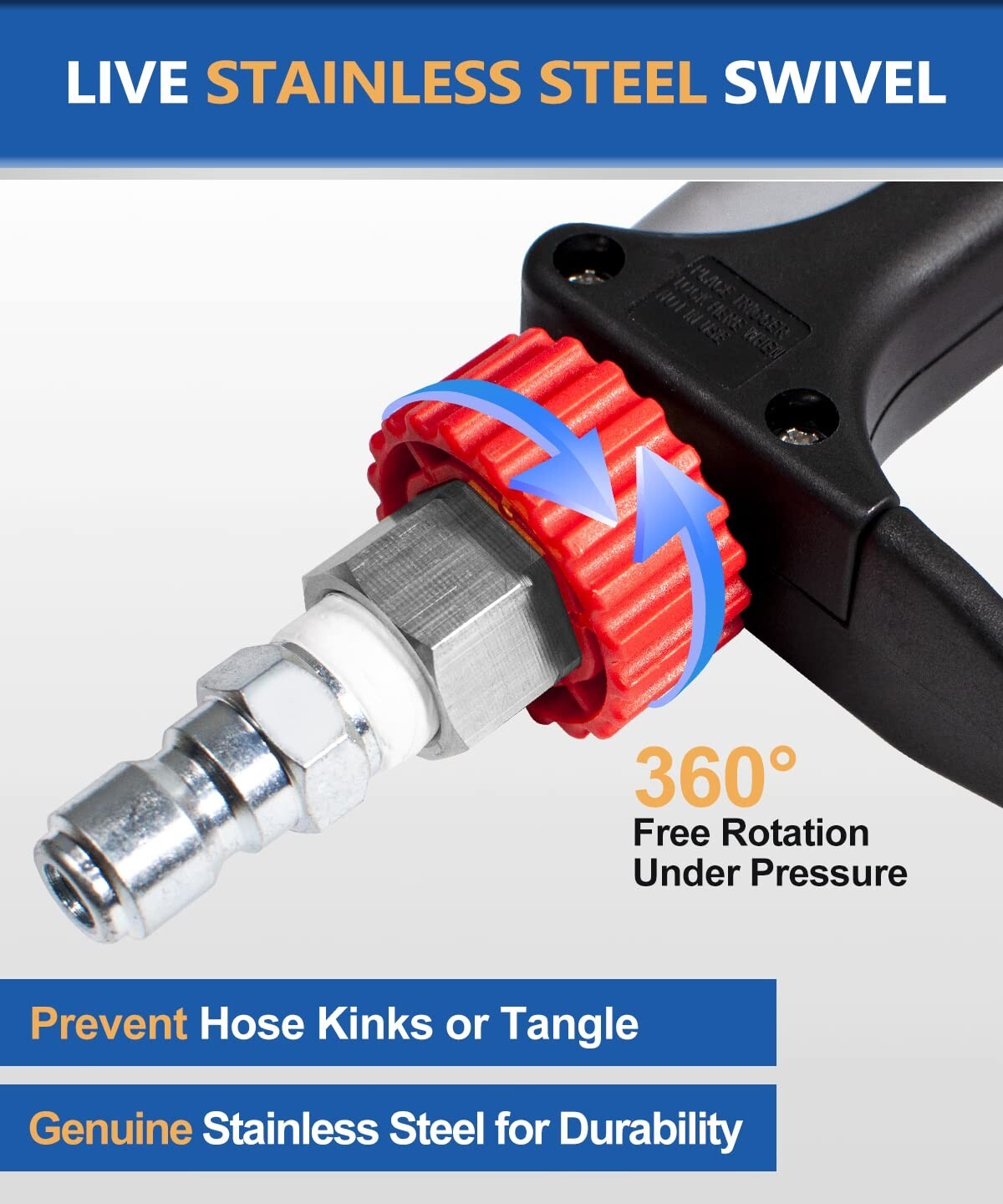 TOOLCY 5000 PSI Car Washer Gun Pressure Washer Gun 3/8″ Plug for Hot Water