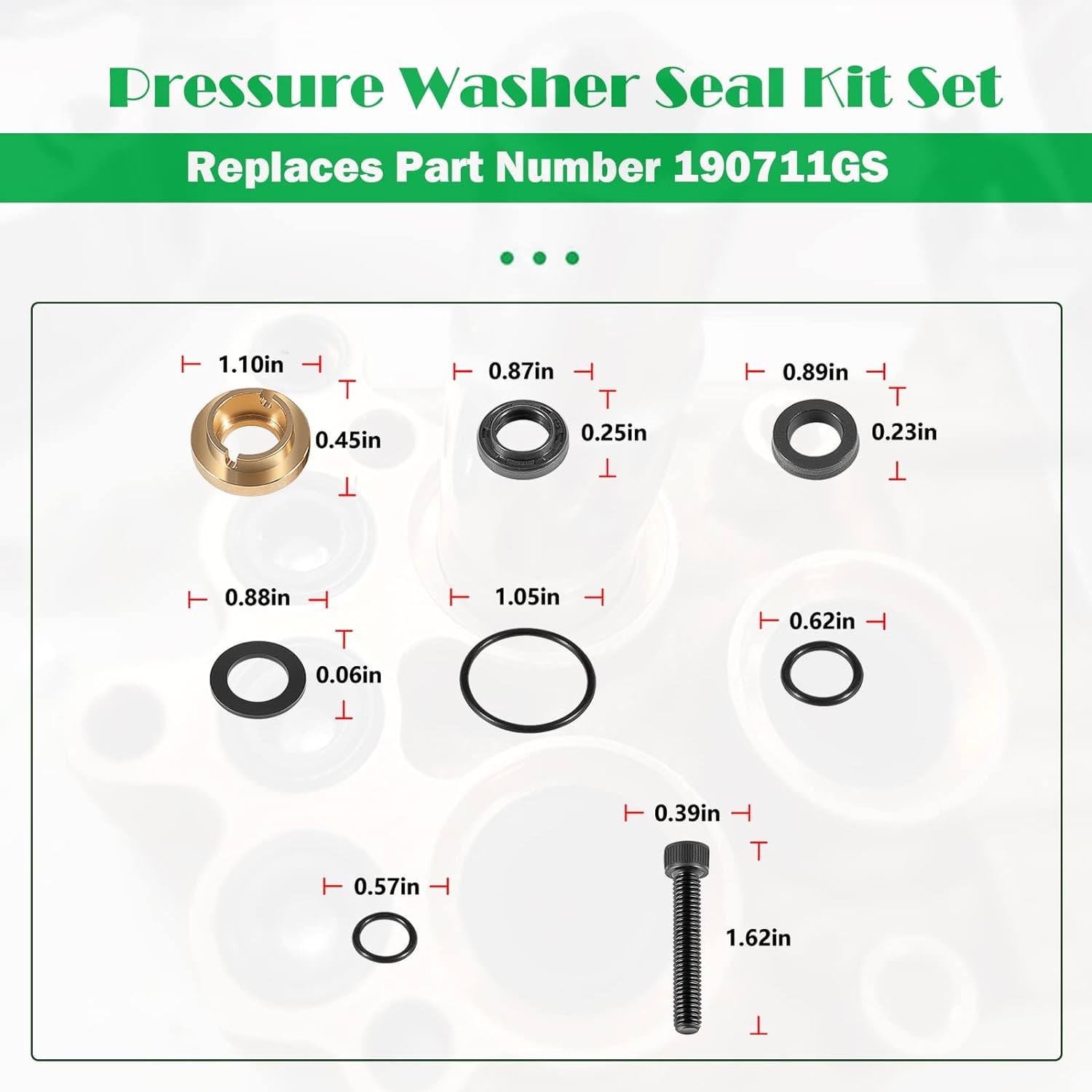 Pressure Washer Seal Kit for 190595GS 580752550 580752300 Briggs & Stratton