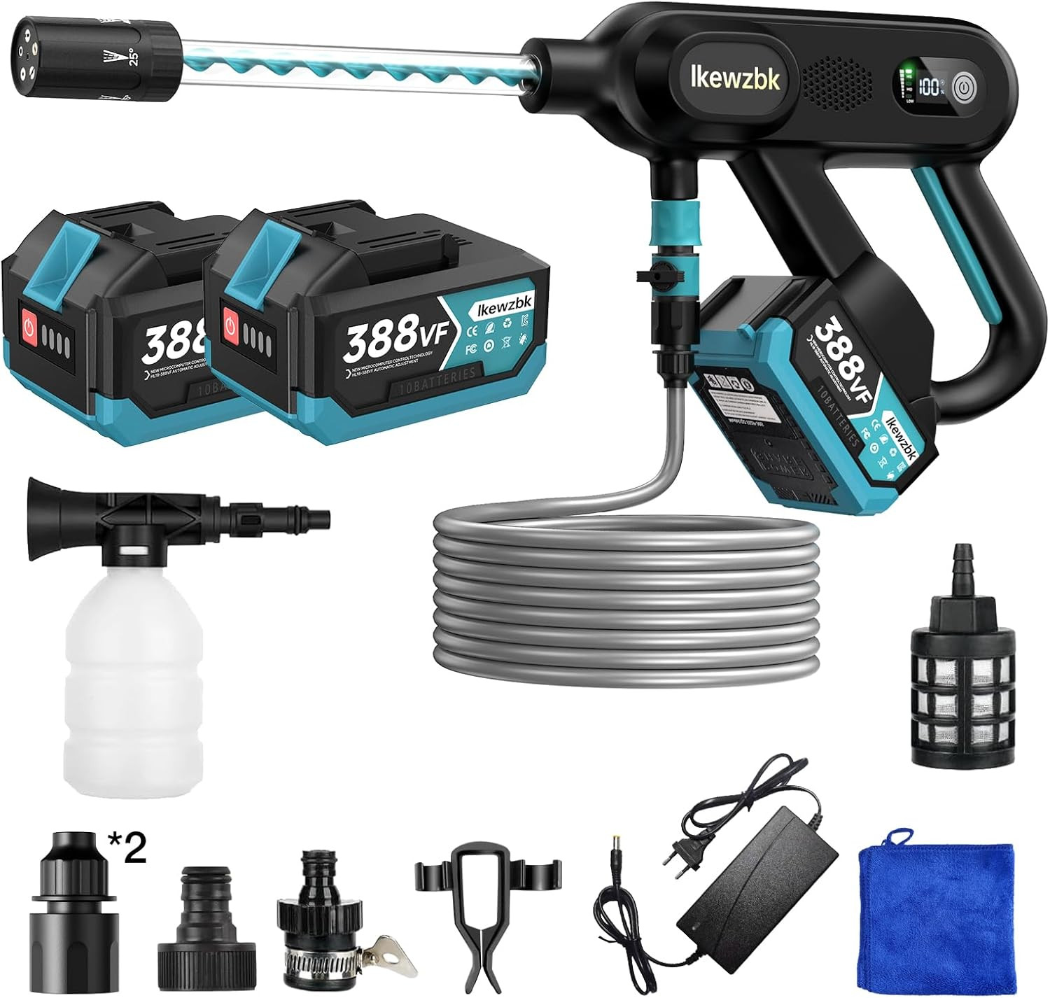 Ikewzbk Cordless Pressure Washer Battery Powered,1800 PSI Cordless Power Washer,