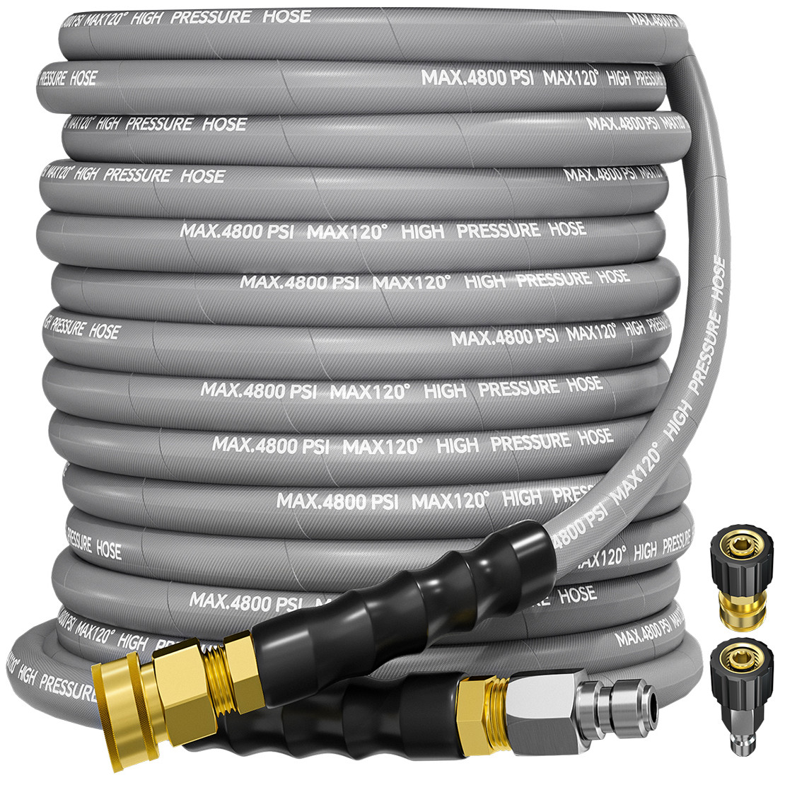 3/8″ 4800PSI Pressure Washer Hose 50FT with Swivel Quick Connect Max 248°F