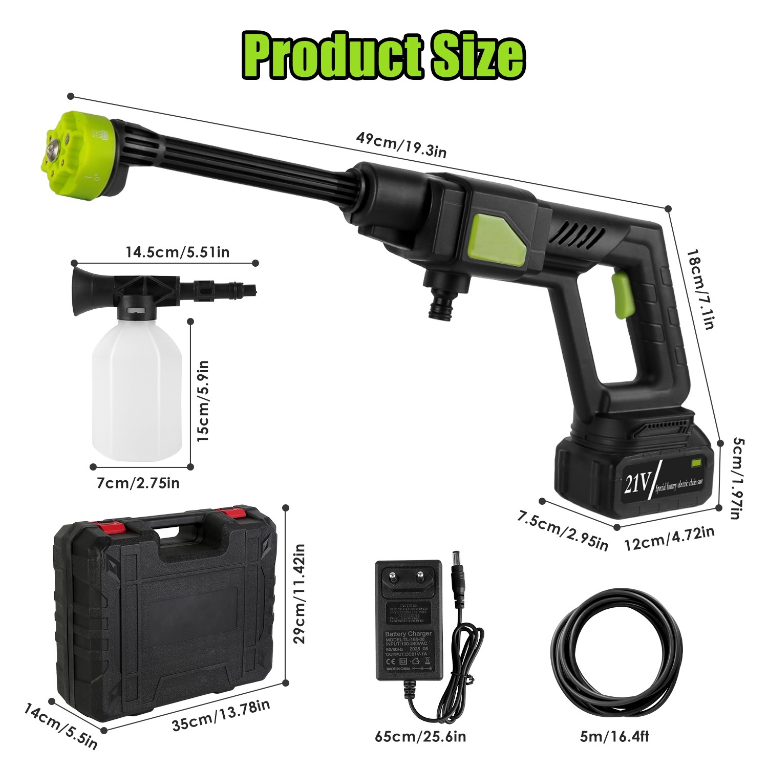 High Pressure Water Sprayer 435PSI Power Car Washer Cleaner with 6-in-1 Nozzle