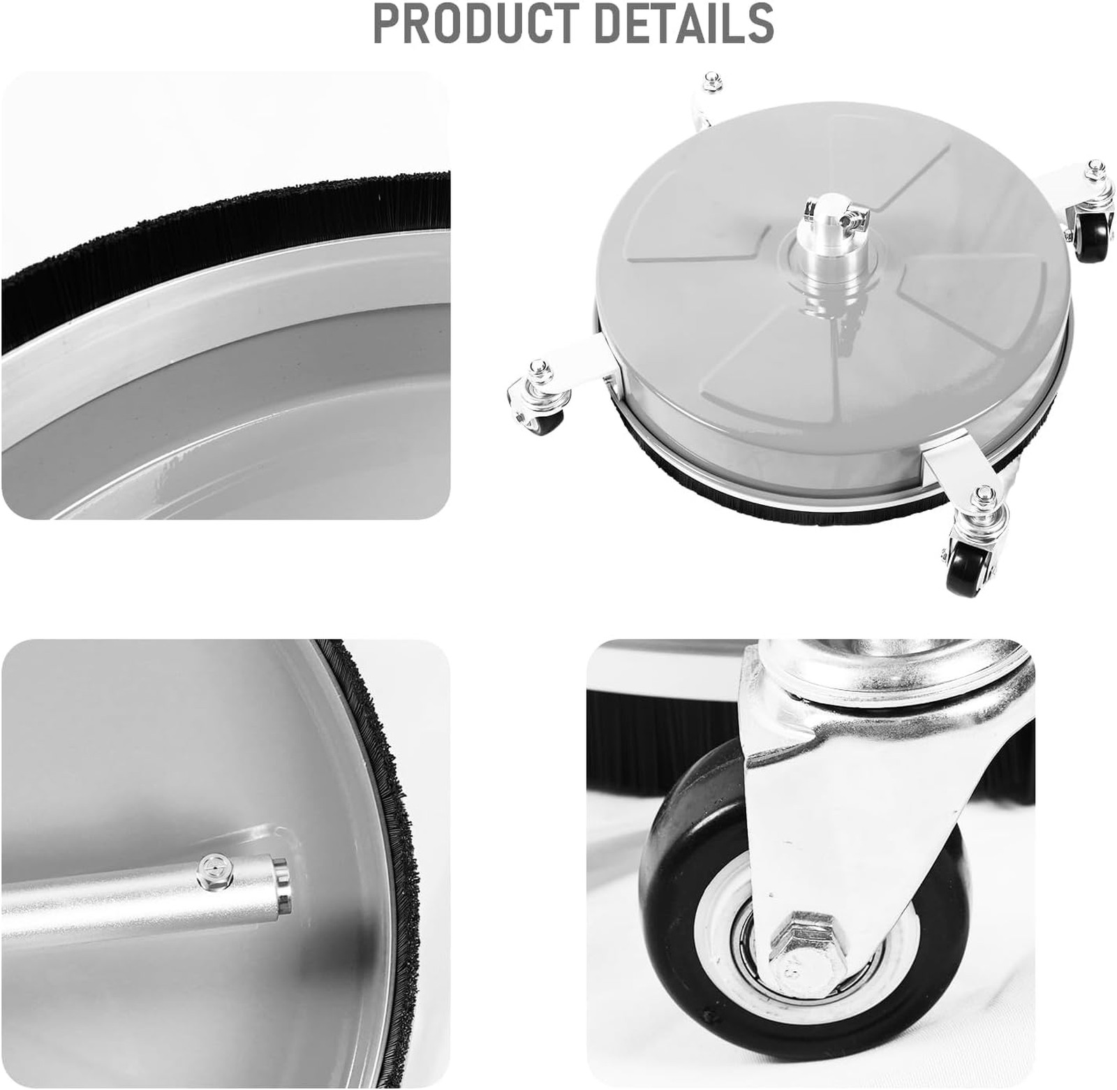 17 Inch Pressure Washer Surface Cleaner with Wheels Stainless Steel 4000 PSI for
