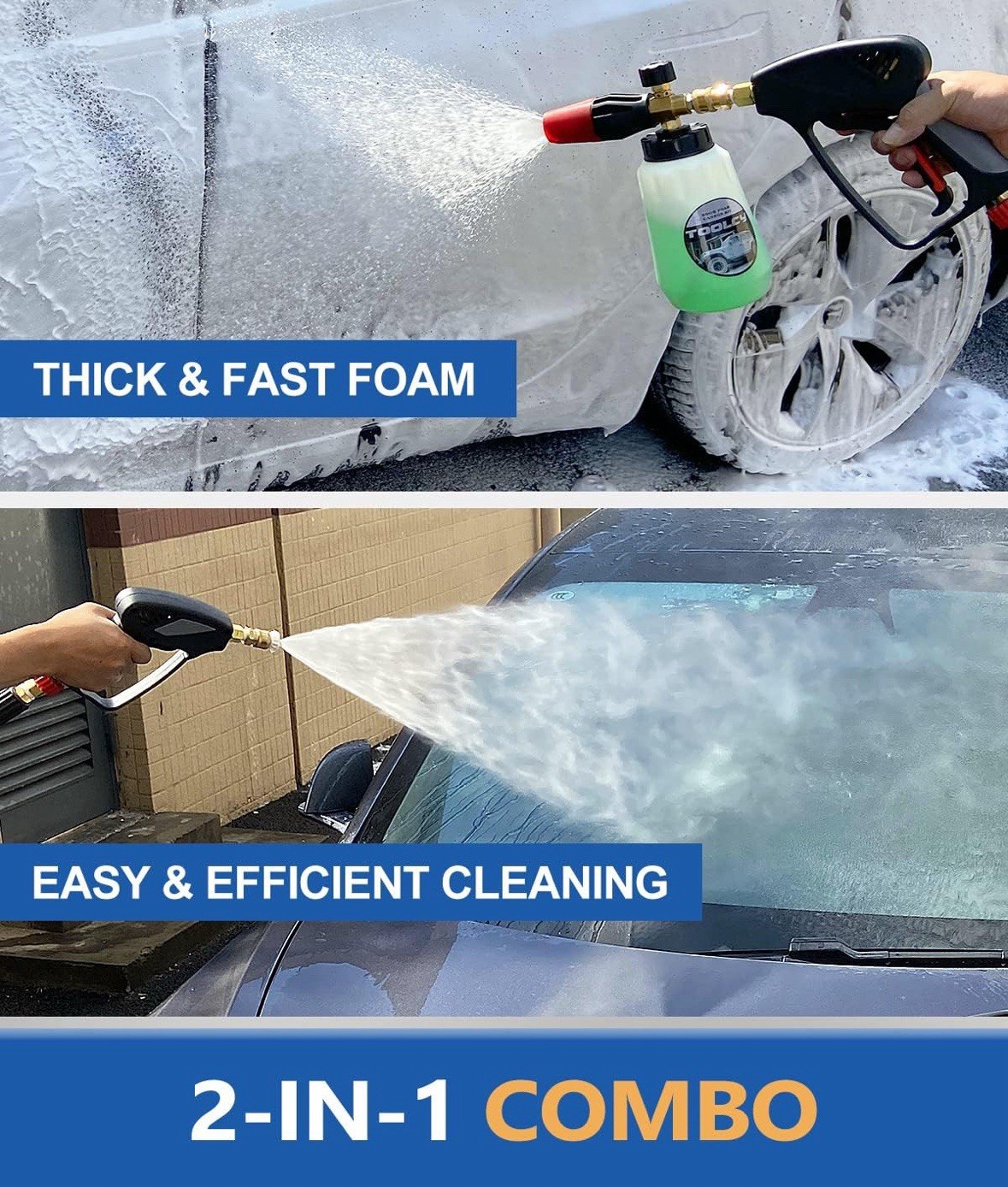TOOLCY 5000 PSI Pressure Washer Gun Snow Foam Cannon Jet Bottle Spray Nozzles