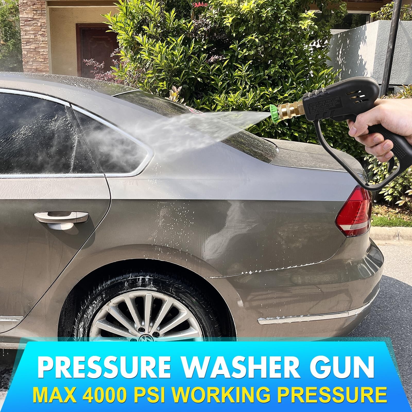 TOOLCY 4000 PSI Pressure Washer Gun M22-14mm 1/4″ Quick Connect for Hot Water