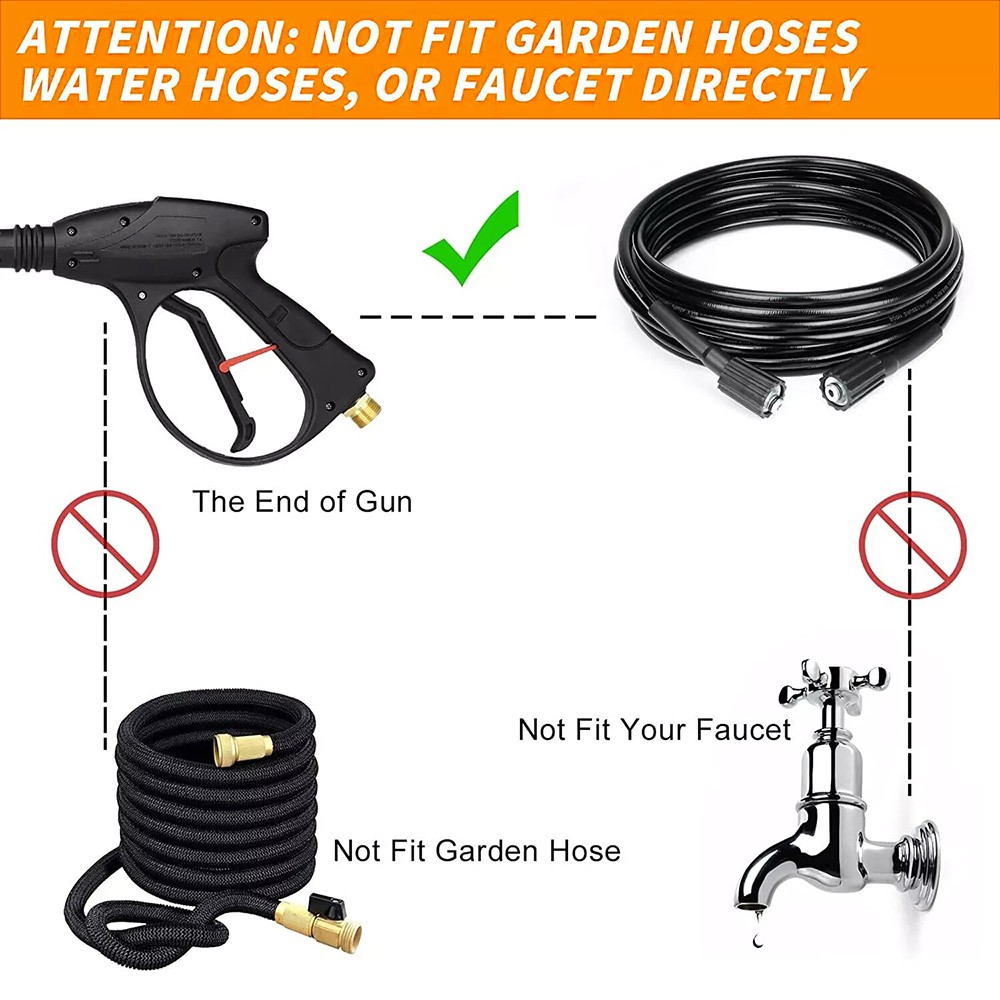 High Pressure 4000PSI Car Power Washer Gun Spray Wand Lance Nozzle and Hose Kit