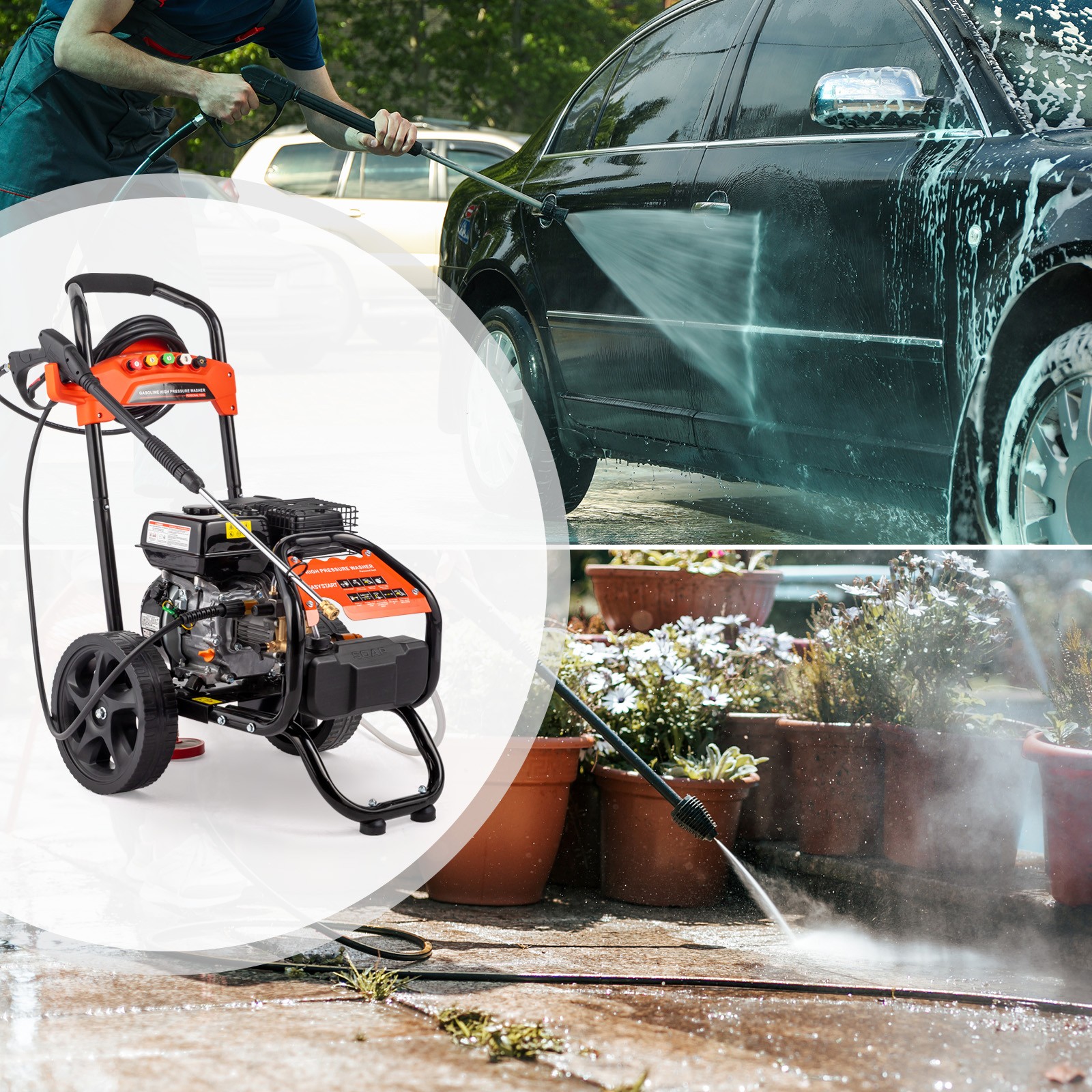 Gas Pressure Washer Gas Powered Washer 3400 PSI 2.5 GPM 7HP-210cc 4-Stroke