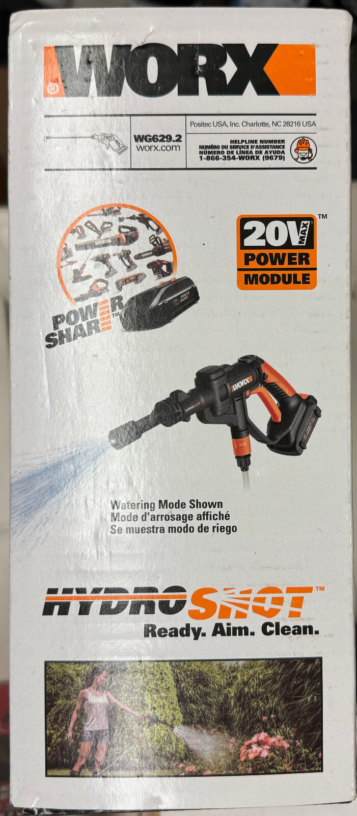 Worx “HydroShot” 20V Max Lithium Portable Power Cleaner 320psi (WG629.2)