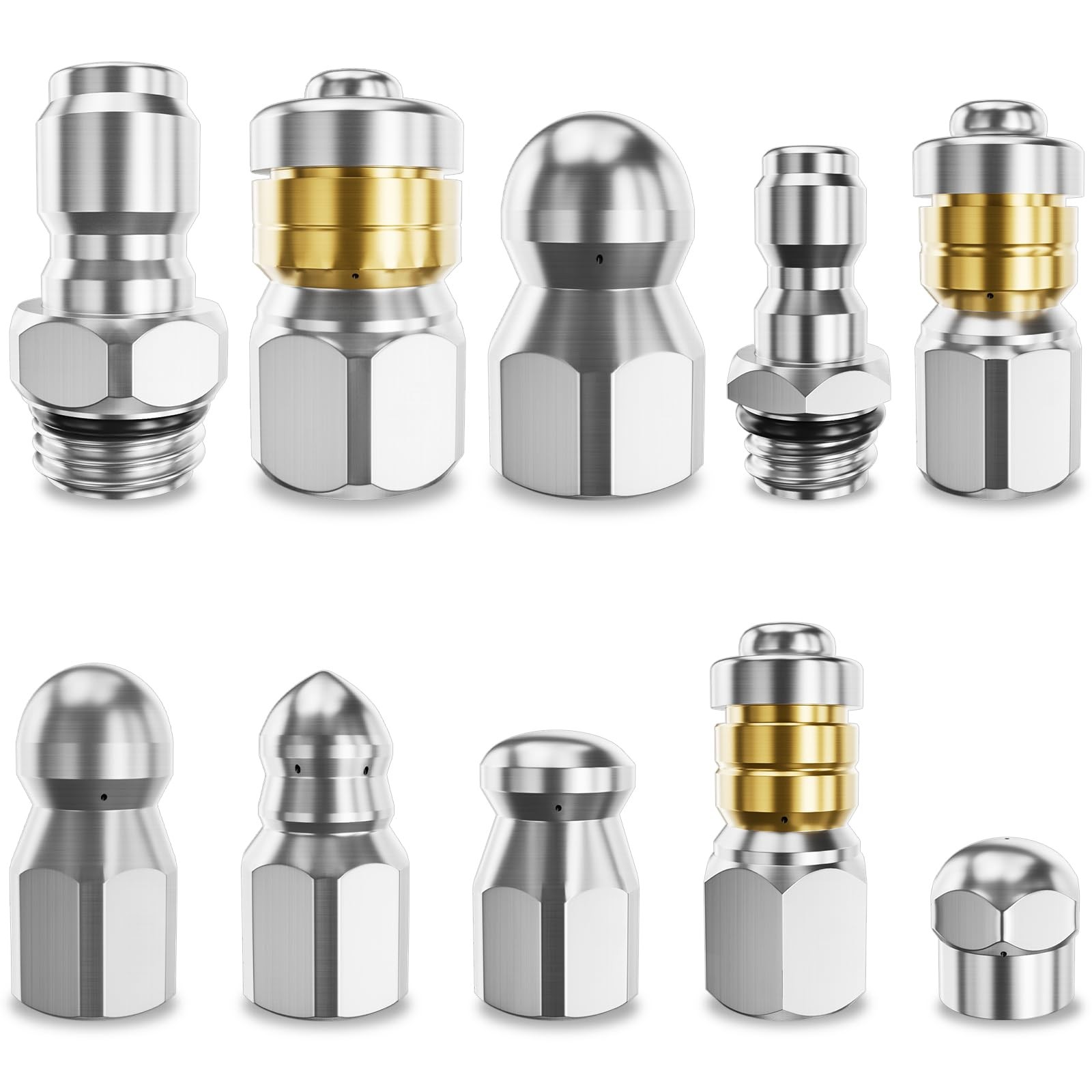 Jetter Heads Kit (Pack of 10) Jetter Nozzle Kit Rotating Button Drain Cleanin…