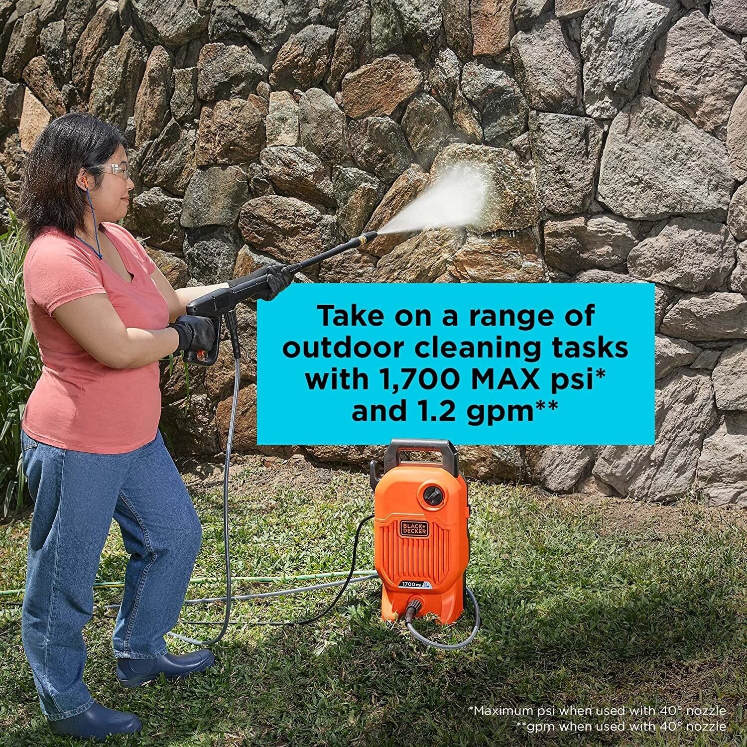BLACK+DECKER Electric Cold Water Pressure Washer (1,700 PSI/1.2 gpm) – BEPW1700