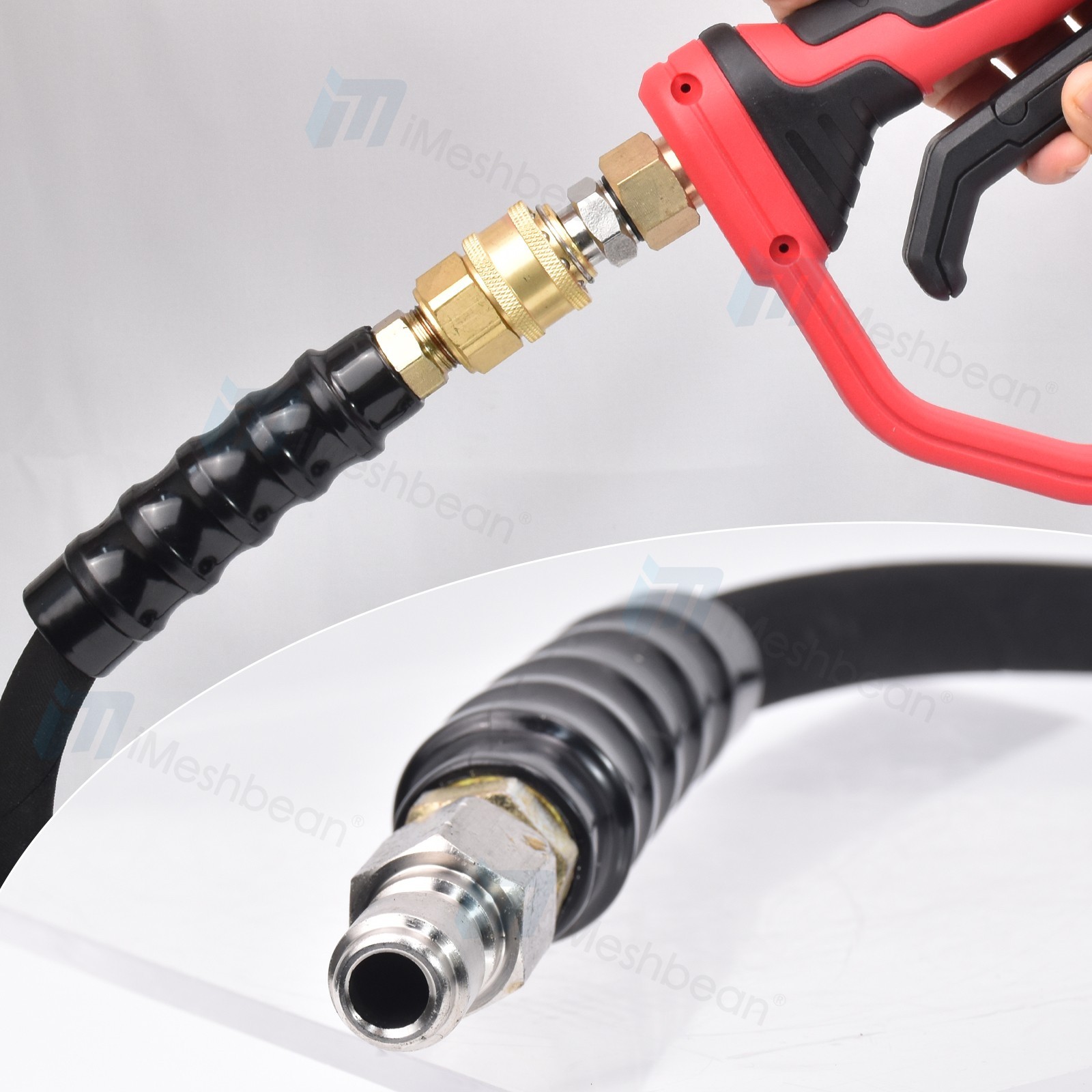 Hot Water Pressure Washer Hose 3/8″ x 100ft 6000 psi Non-Marking 2-Braid Black